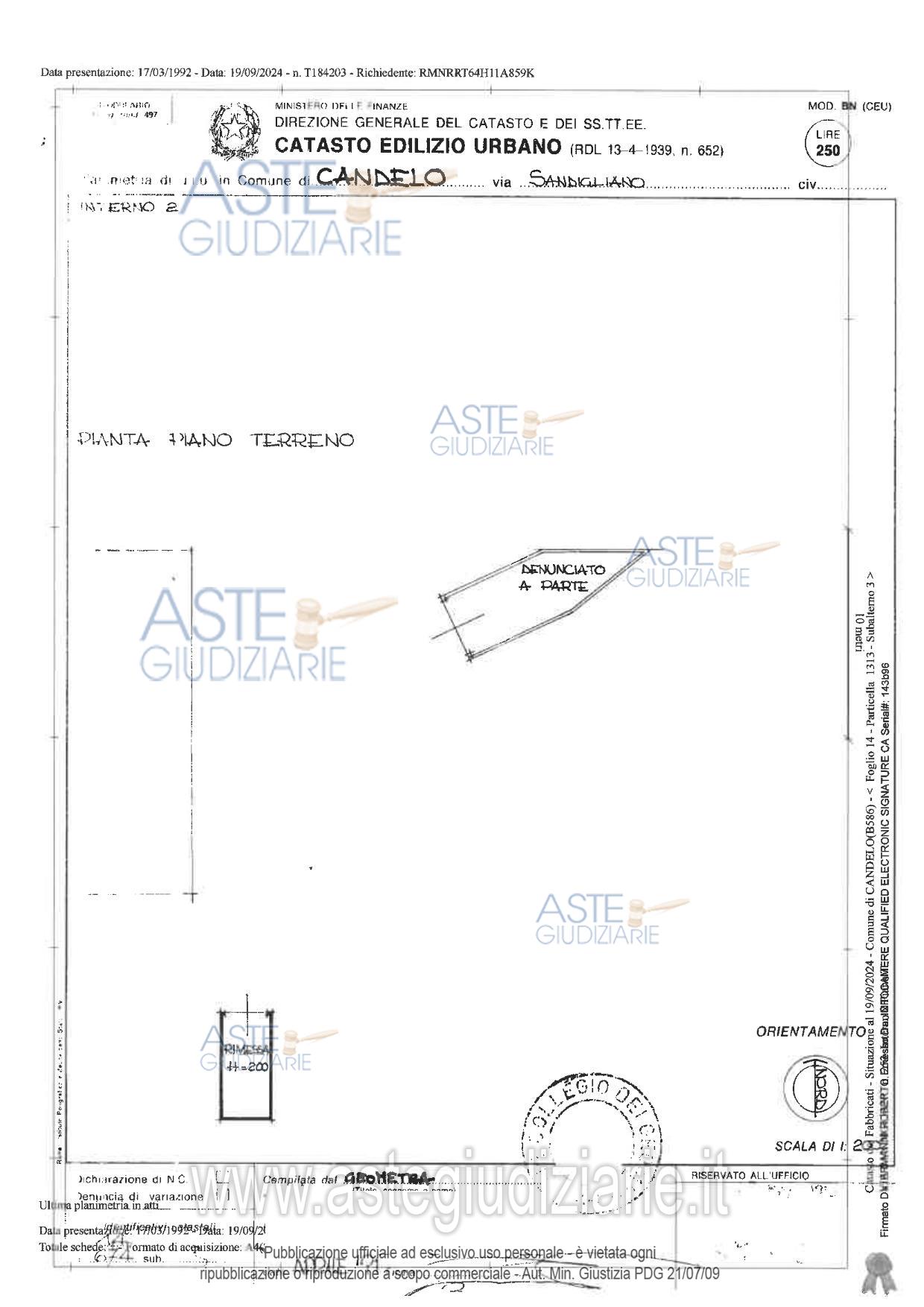 Planimetria del bene