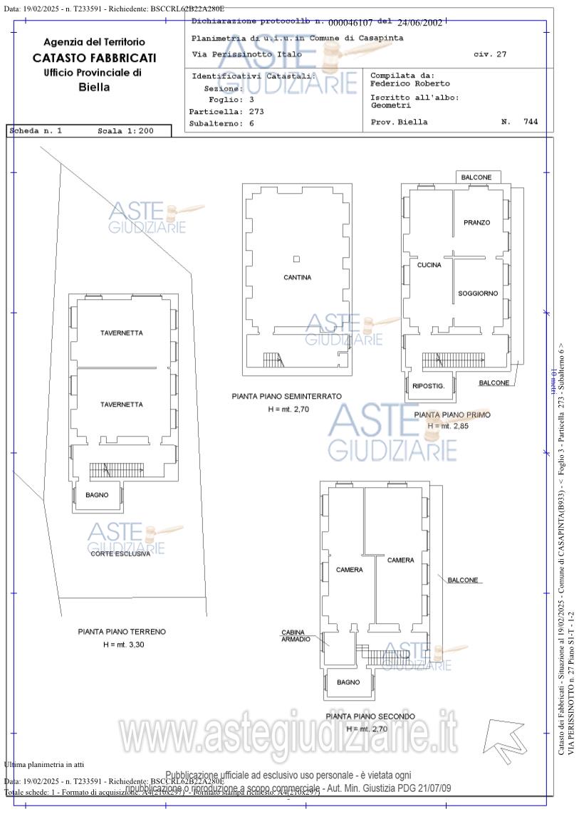 Planimetria del bene