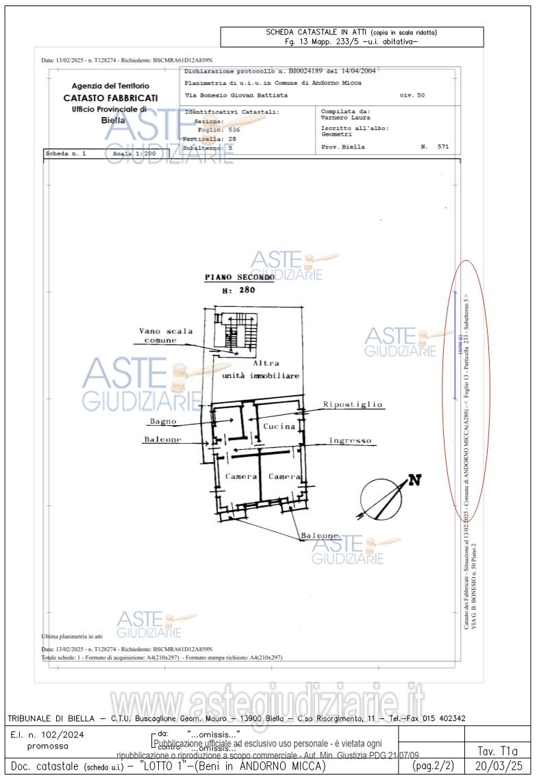 Planimetria del bene