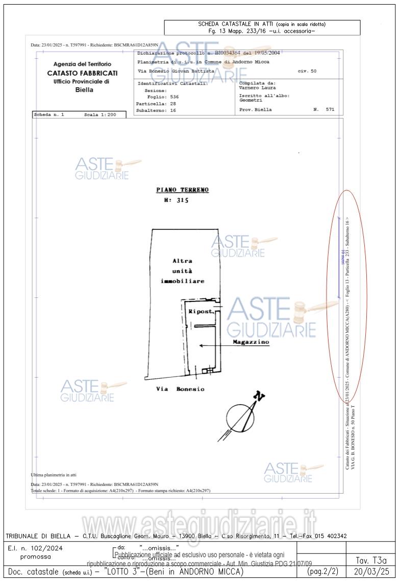 Planimetria del bene