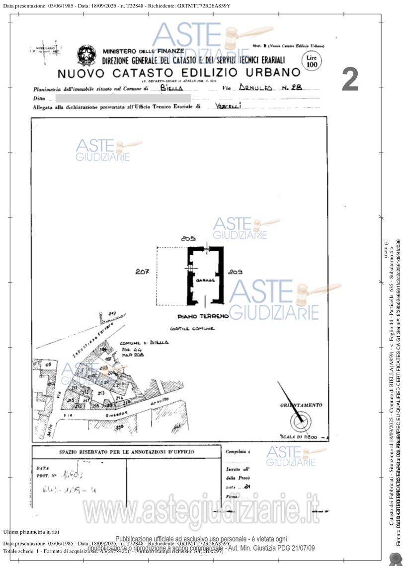 Planimetria del bene
