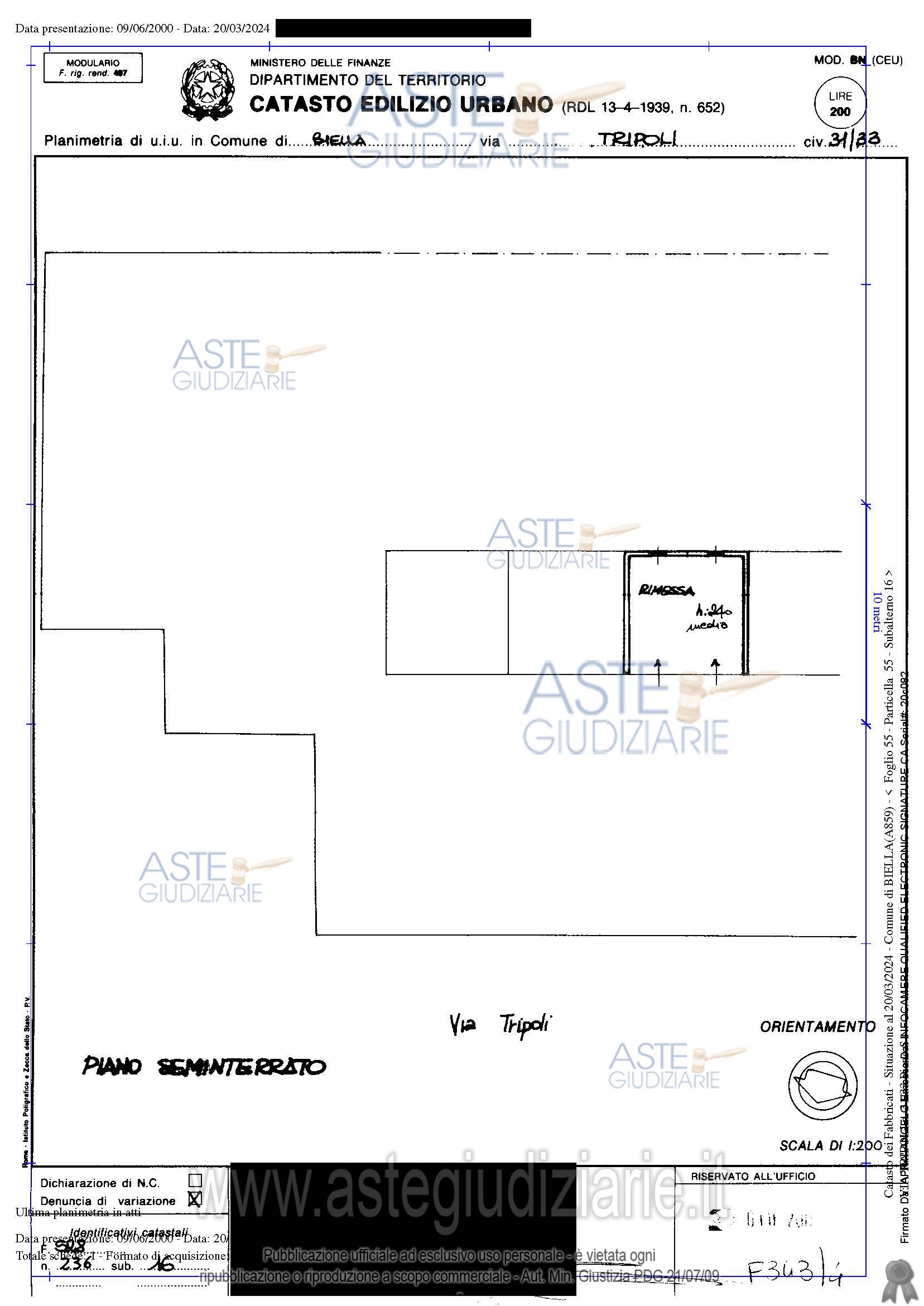 Planimetria del bene