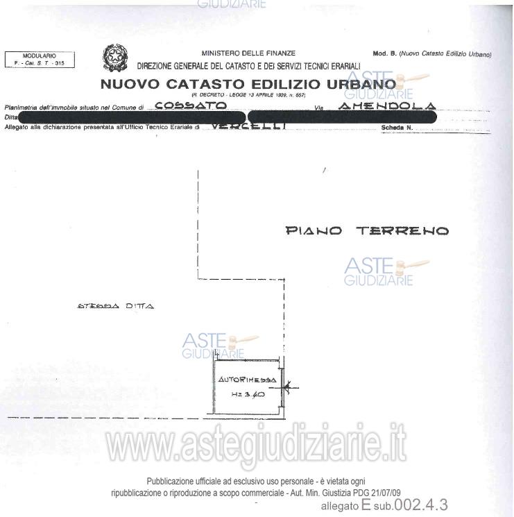 Planimetria del bene