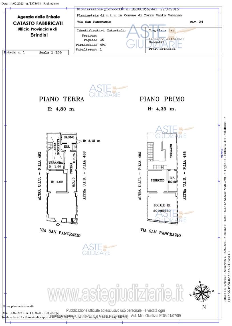 Planimetria del bene