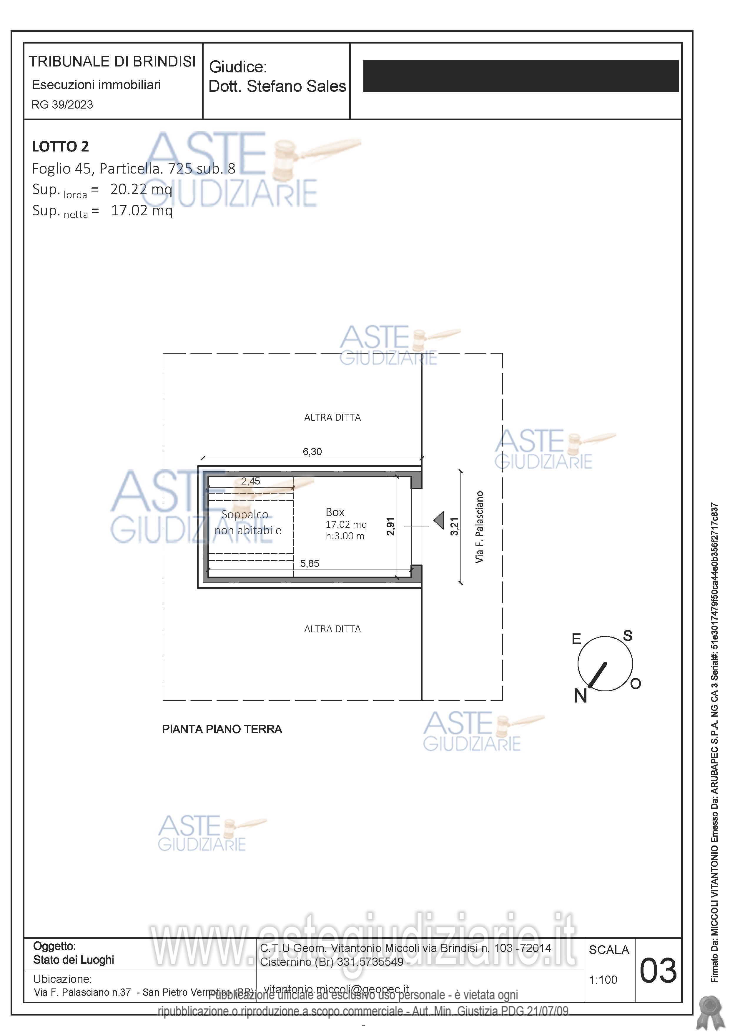 Planimetria del bene