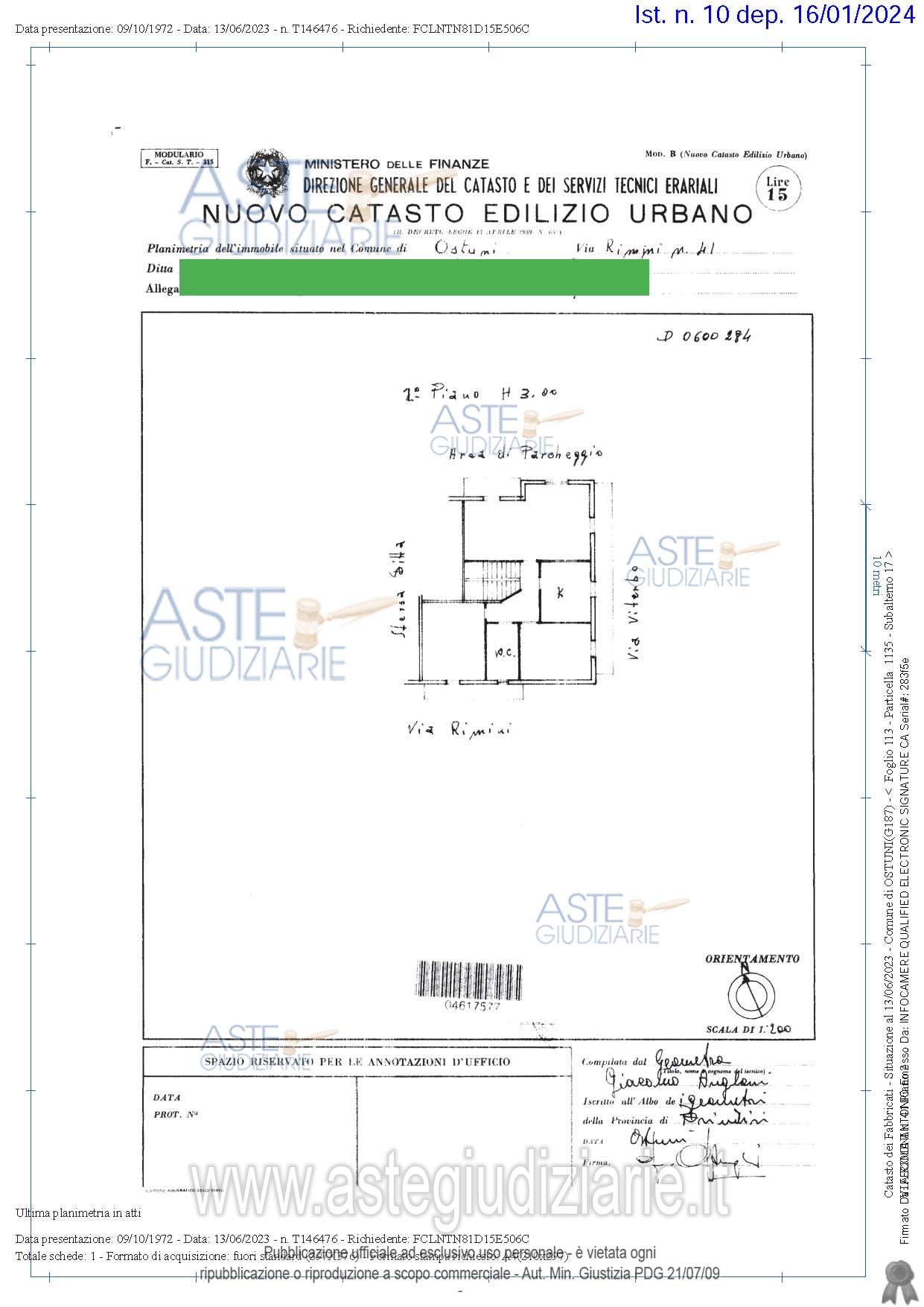 Planimetria del bene
