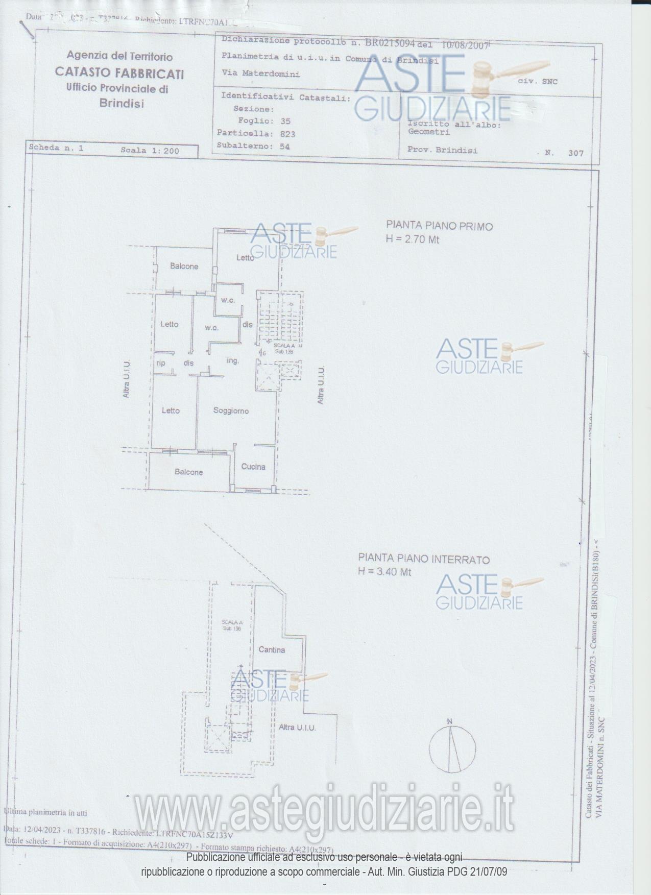 Planimetria del bene