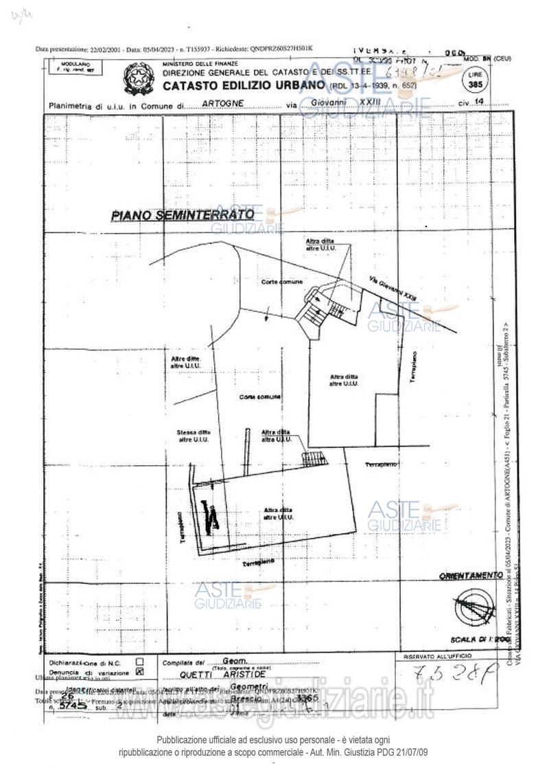 Planimetria del bene