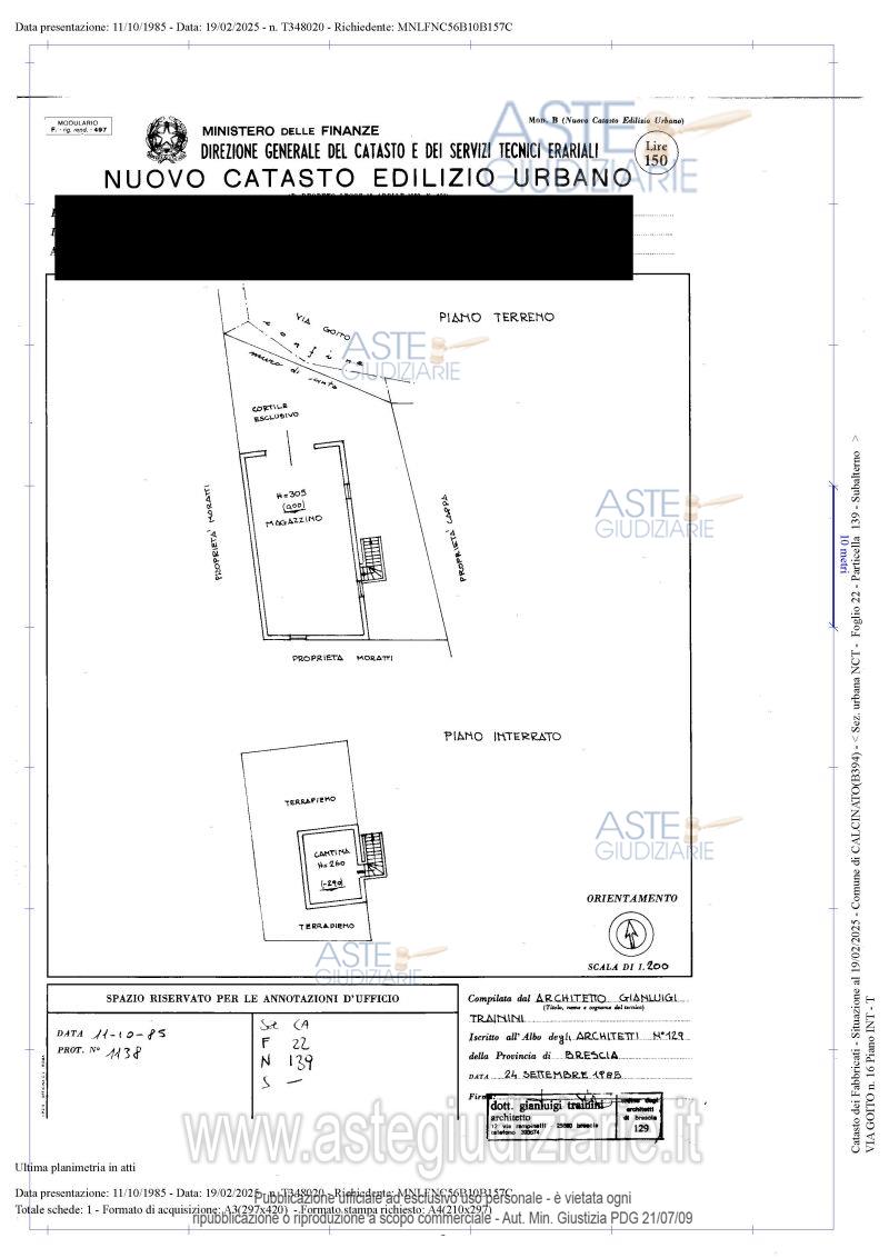 Planimetria del bene