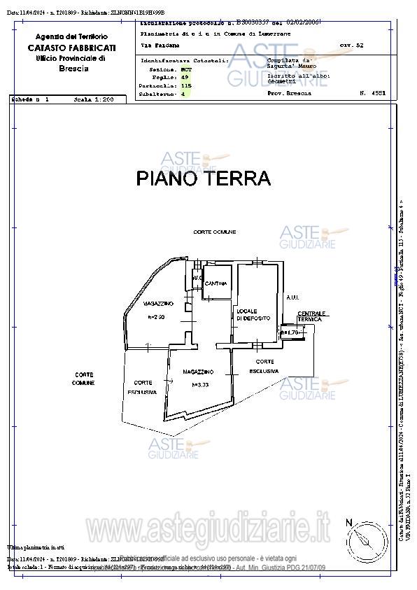 Planimetria del bene