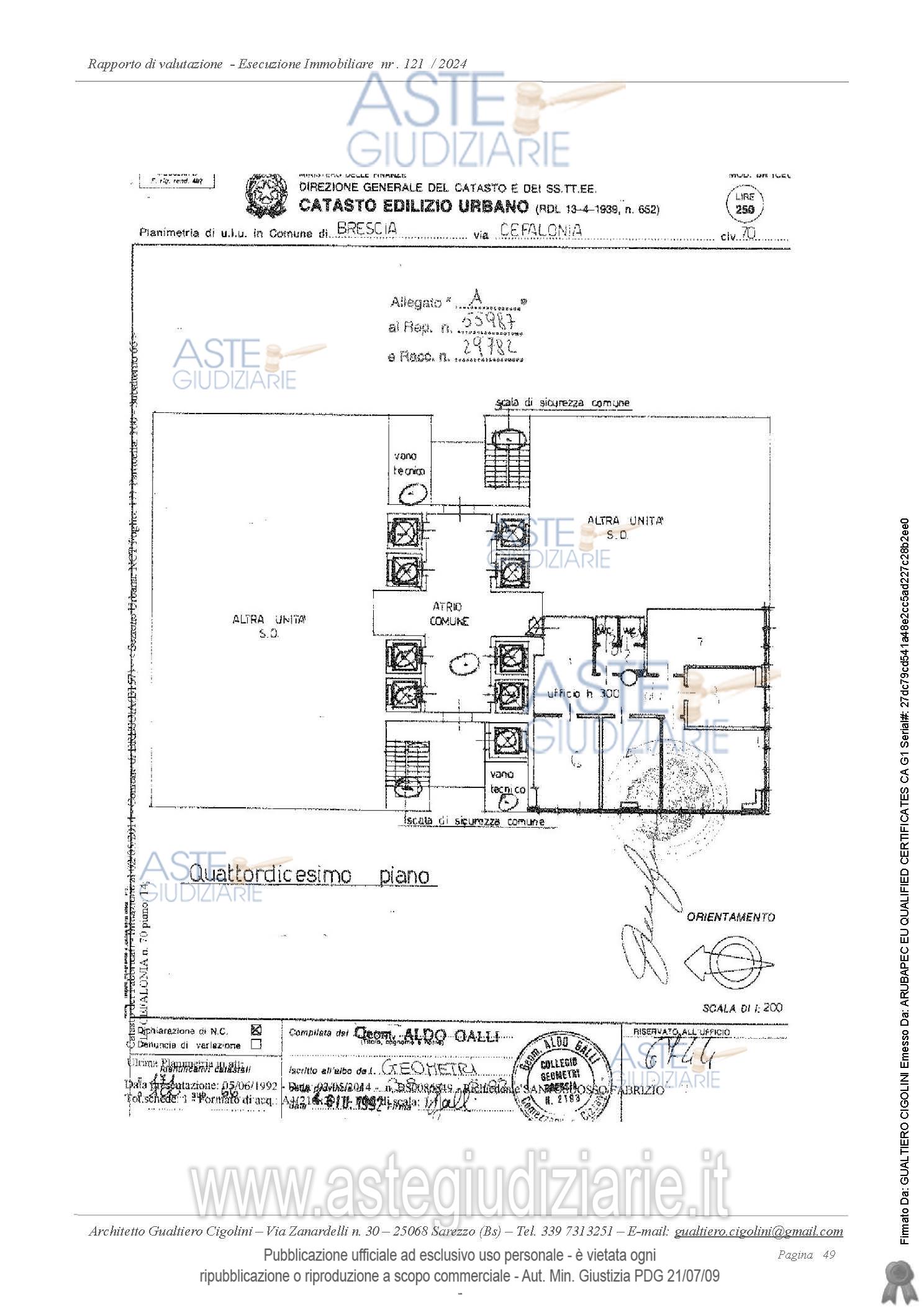 Planimetria del bene