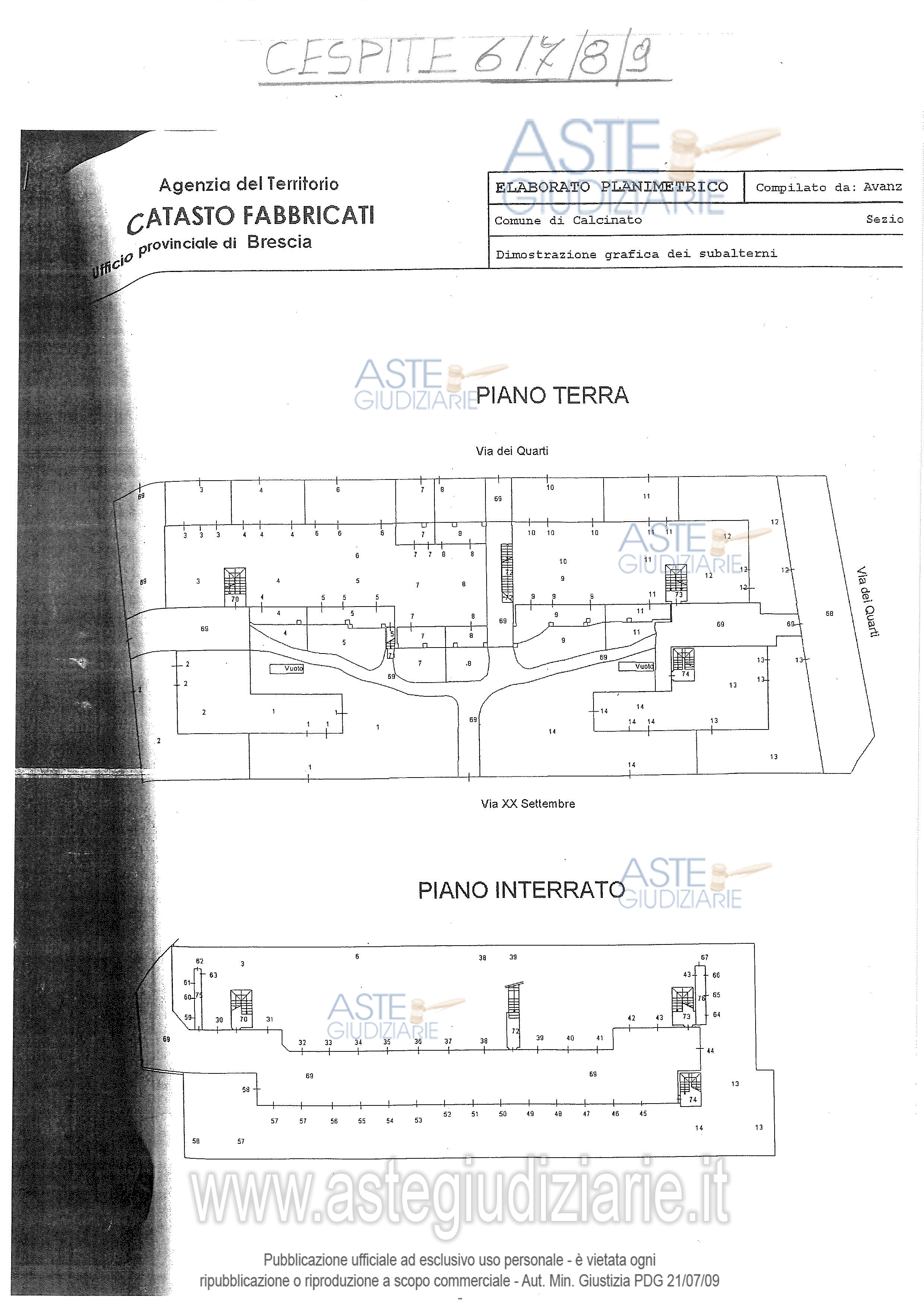 Planimetria del bene