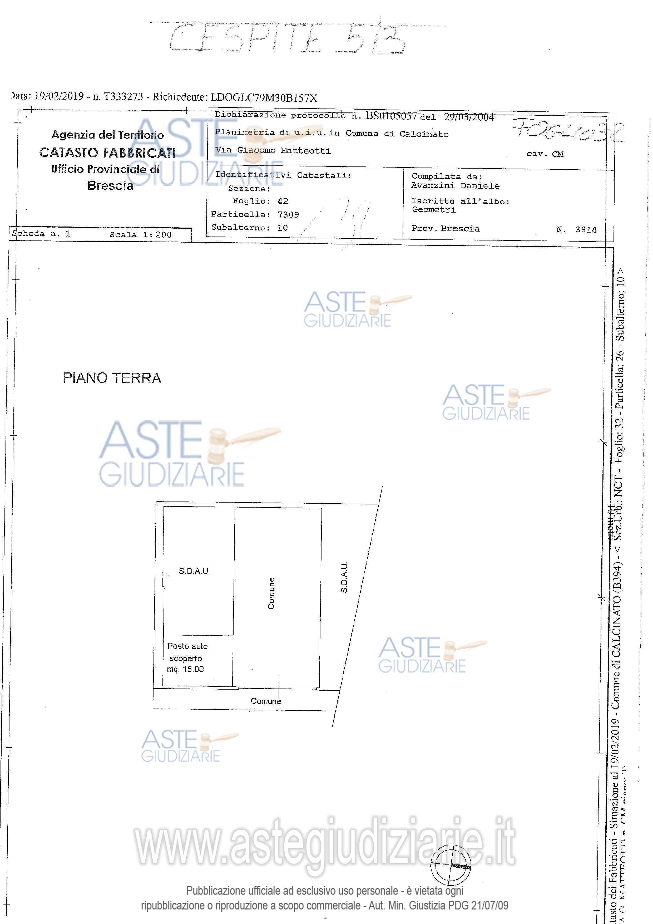 Planimetria del bene