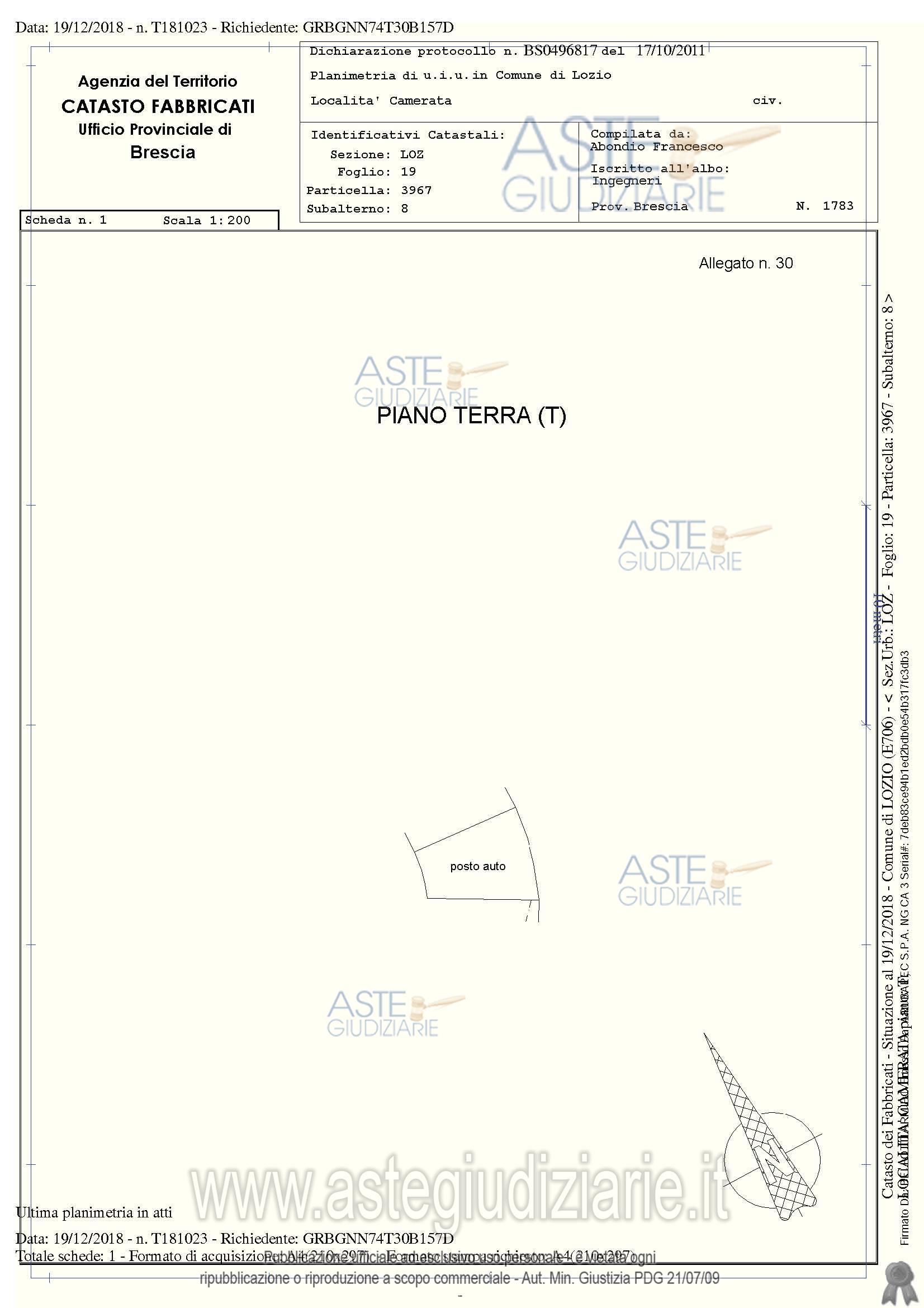 Planimetria del bene