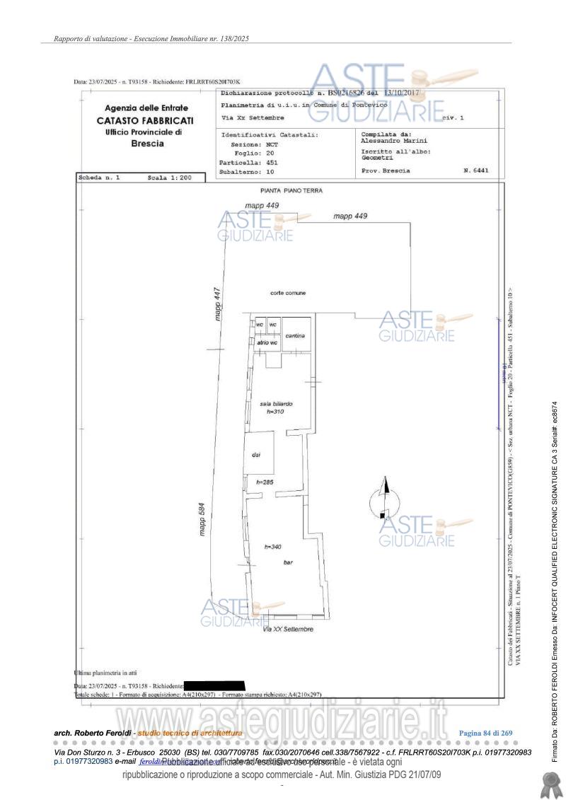 Planimetria del bene