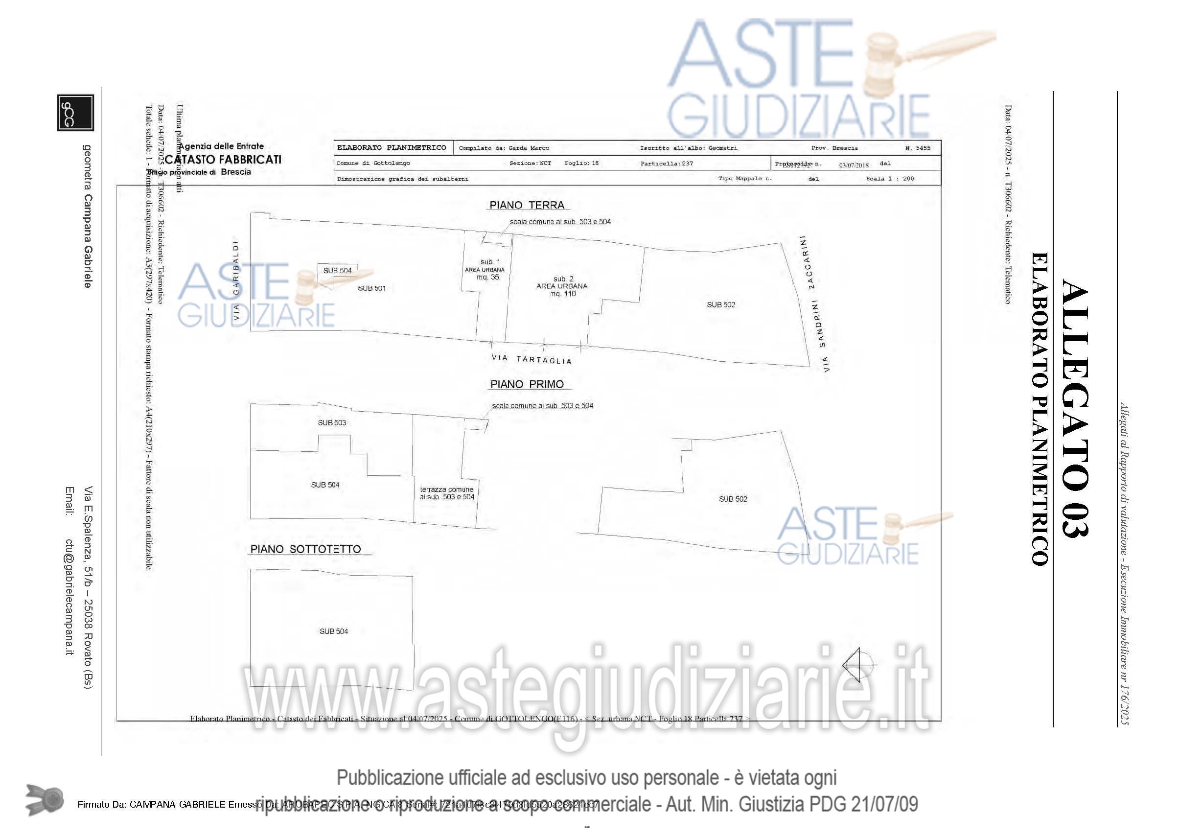 Planimetria del bene
