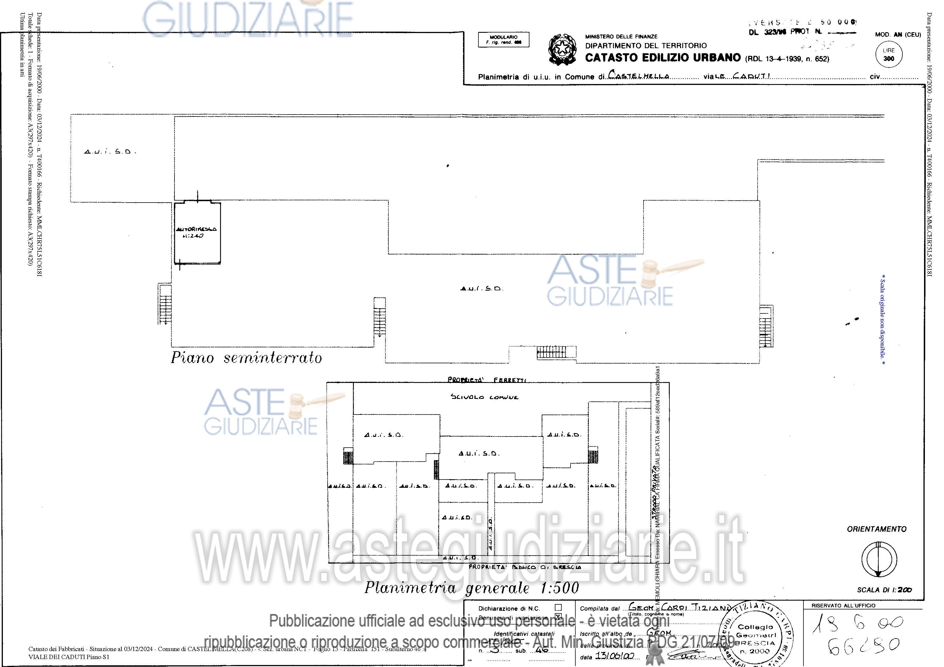 Planimetria del bene