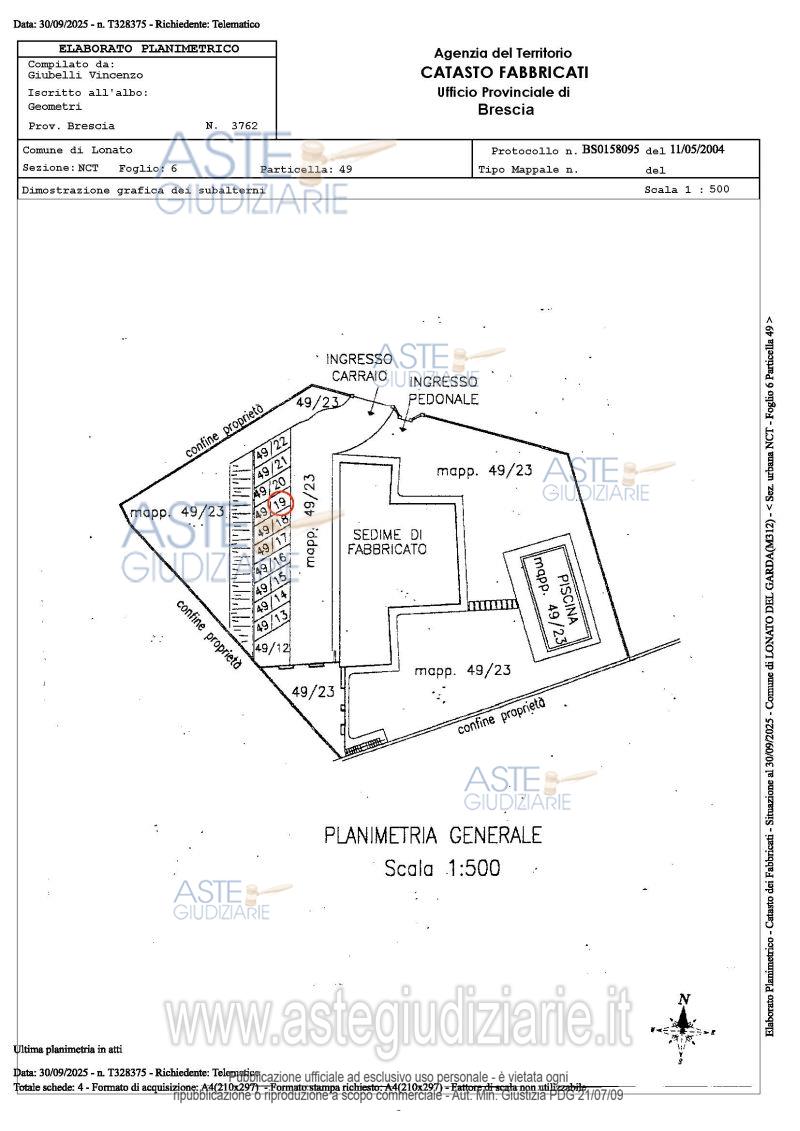 Planimetria del bene