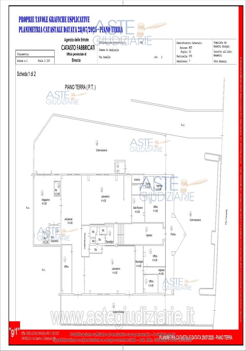 Planimetria del bene