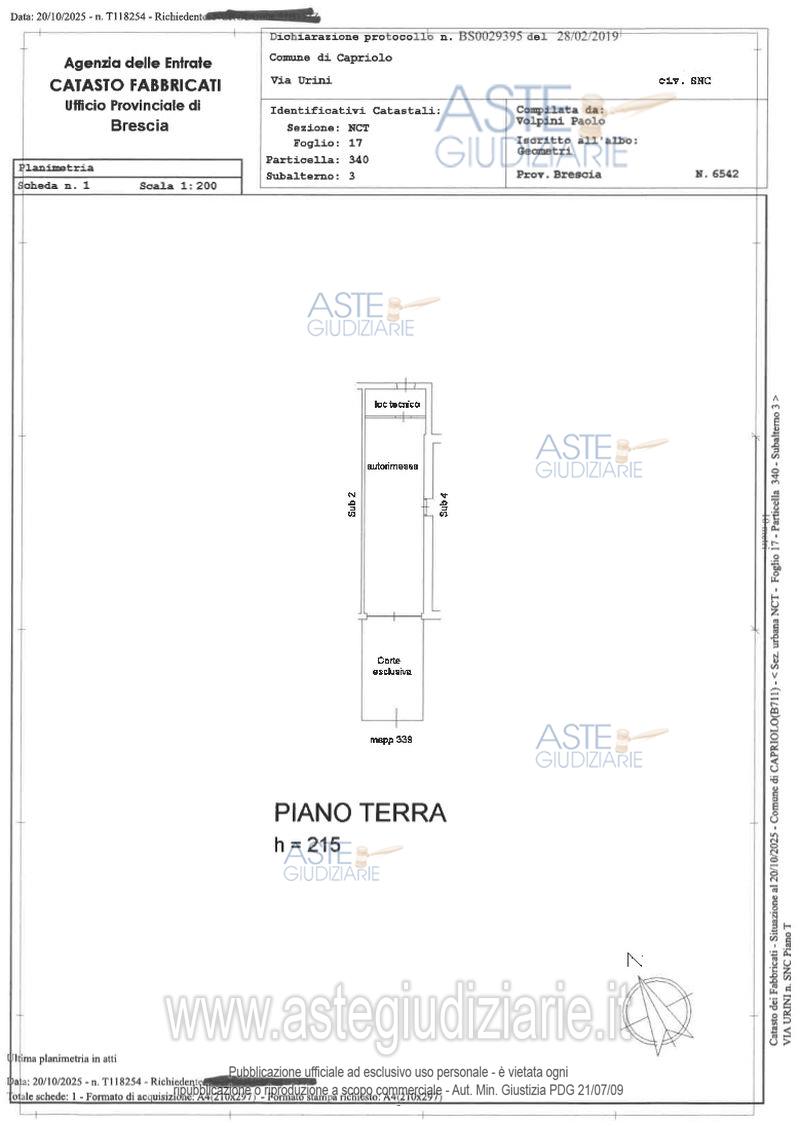 Planimetria del bene