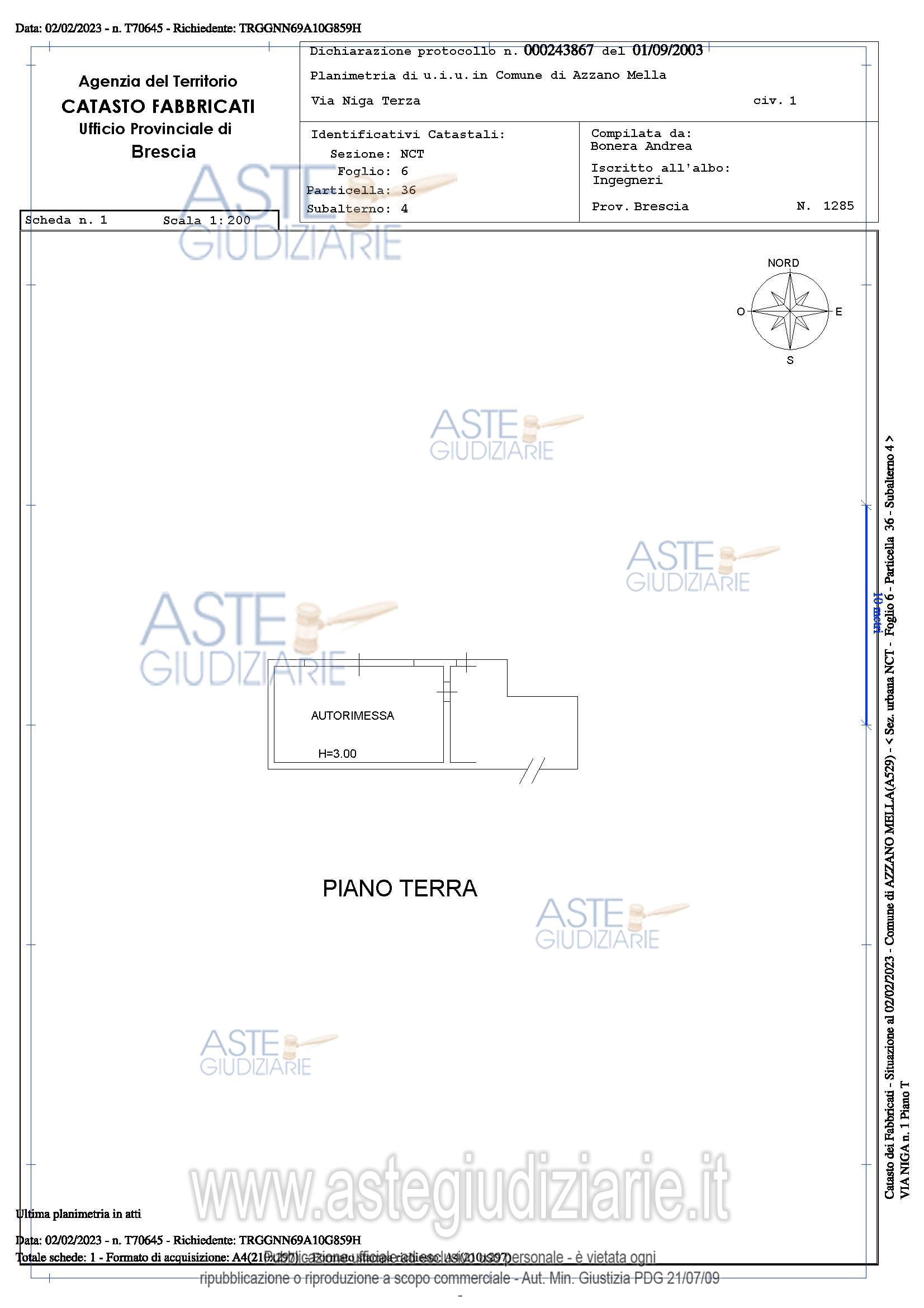 Planimetria del bene