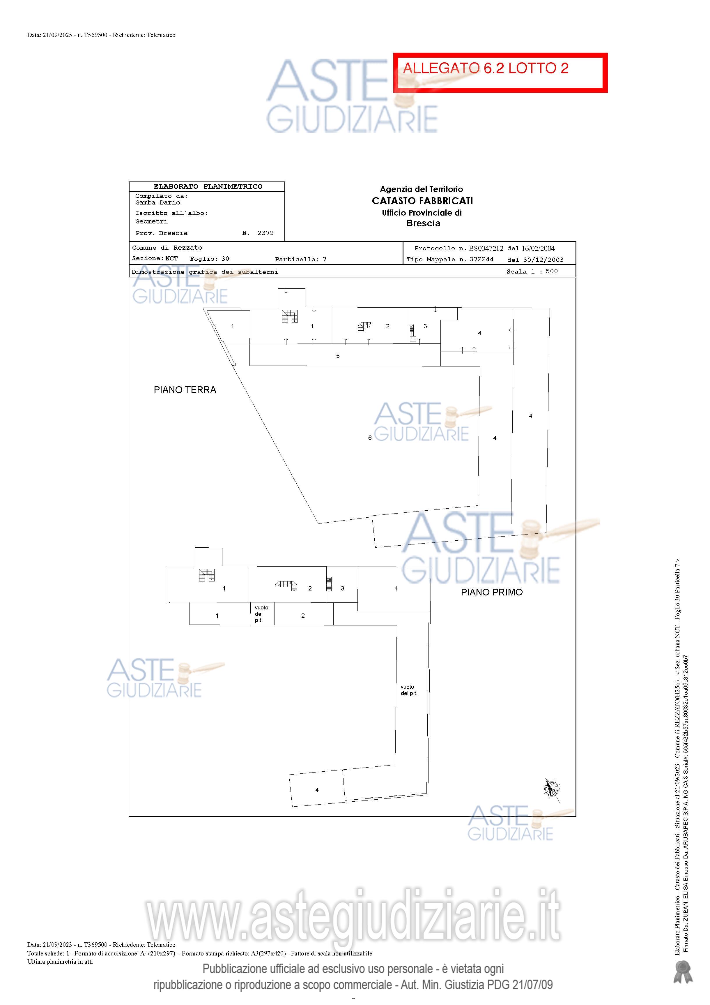 Planimetria del bene