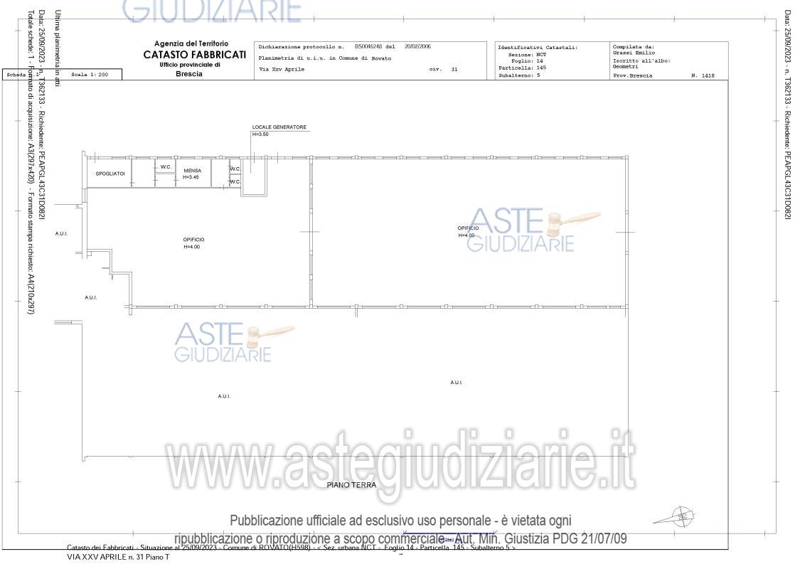 Planimetria del bene