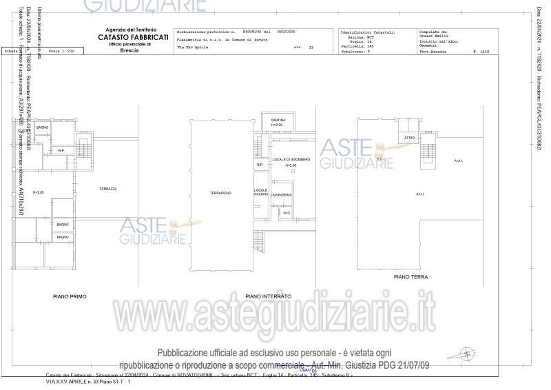 Planimetria del bene