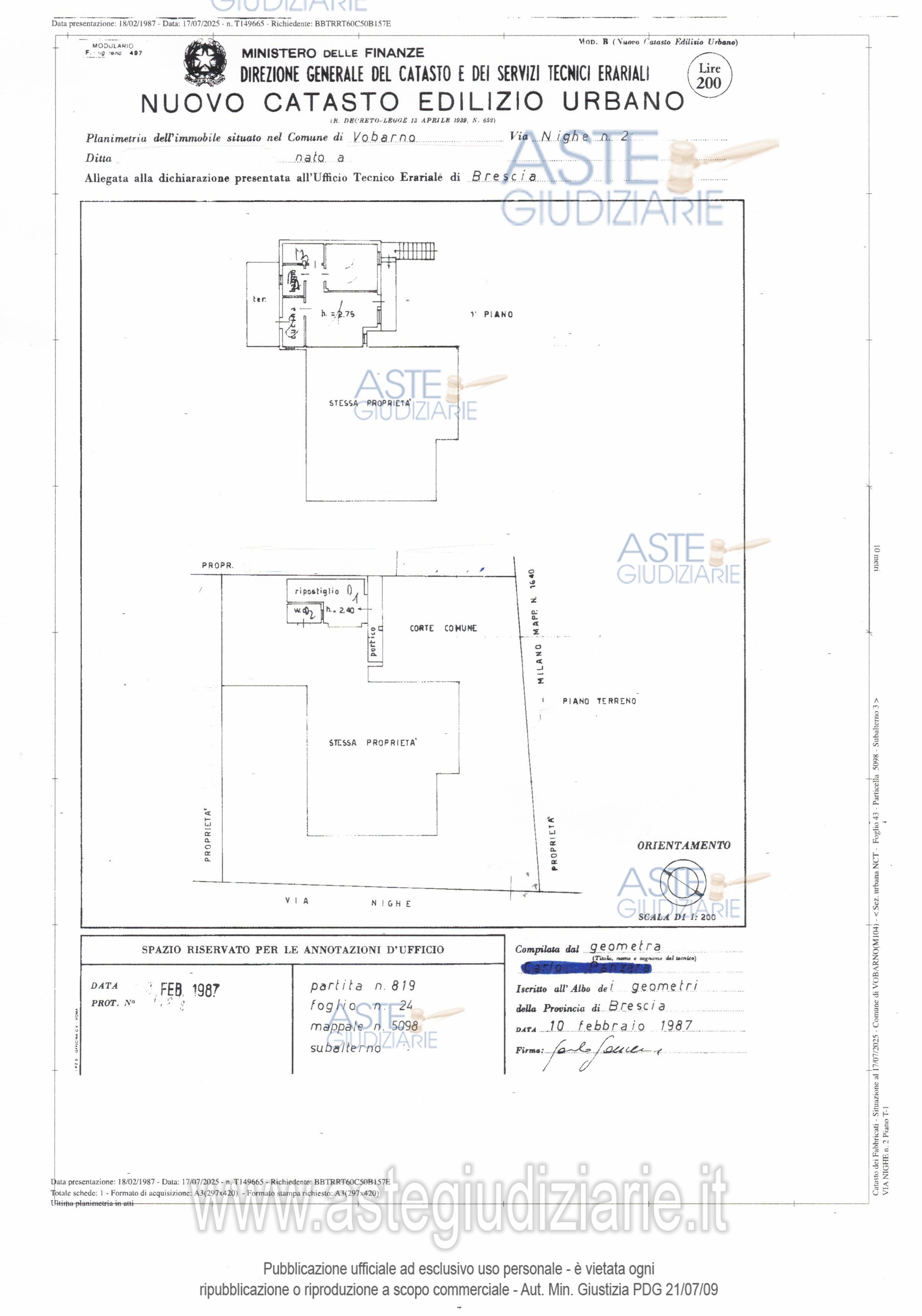 Planimetria del bene