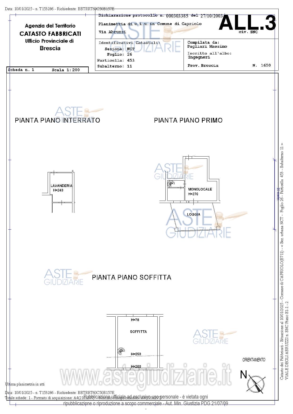 Planimetria del bene