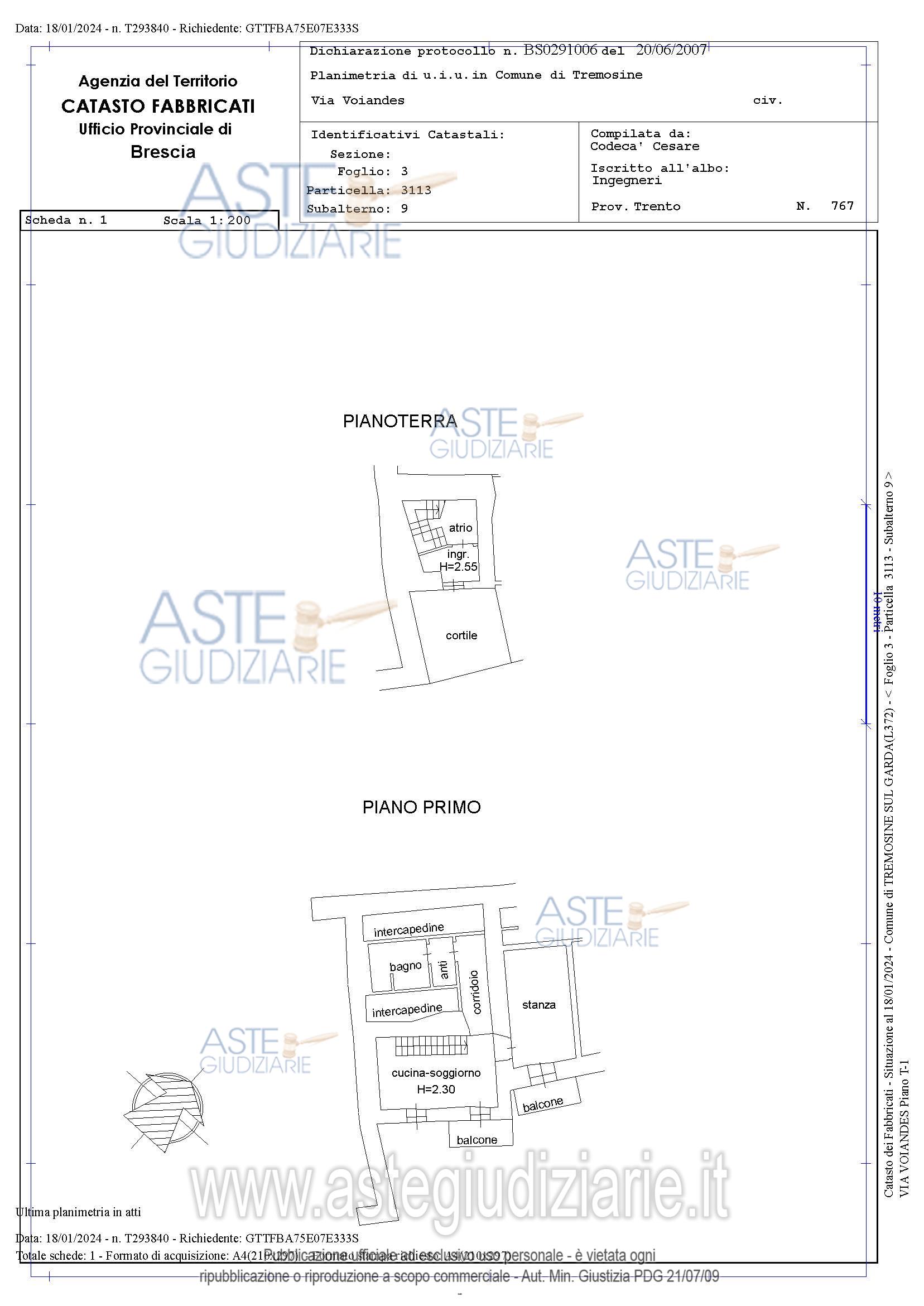 Planimetria del bene