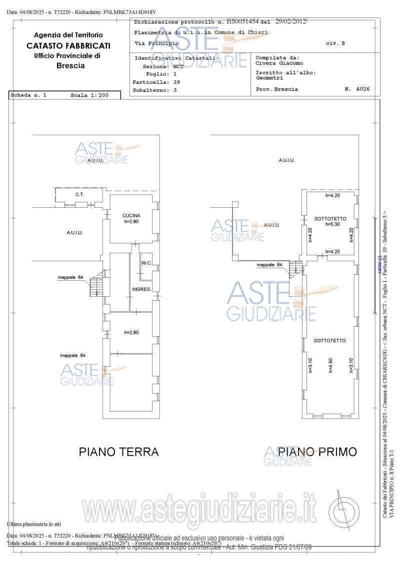 Planimetria del bene