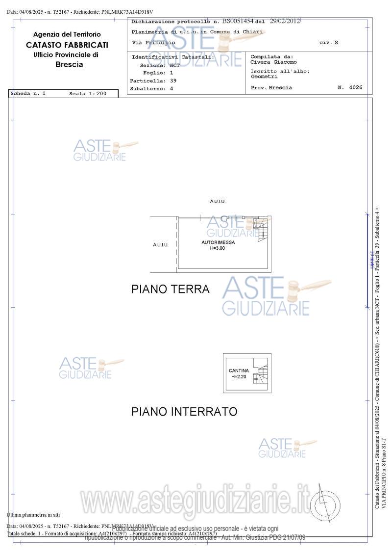 Planimetria del bene