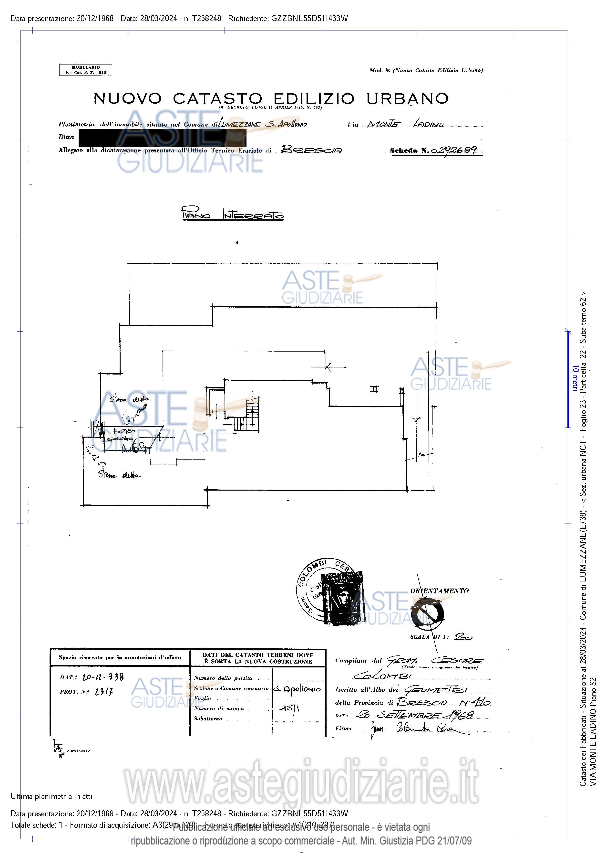 Planimetria del bene