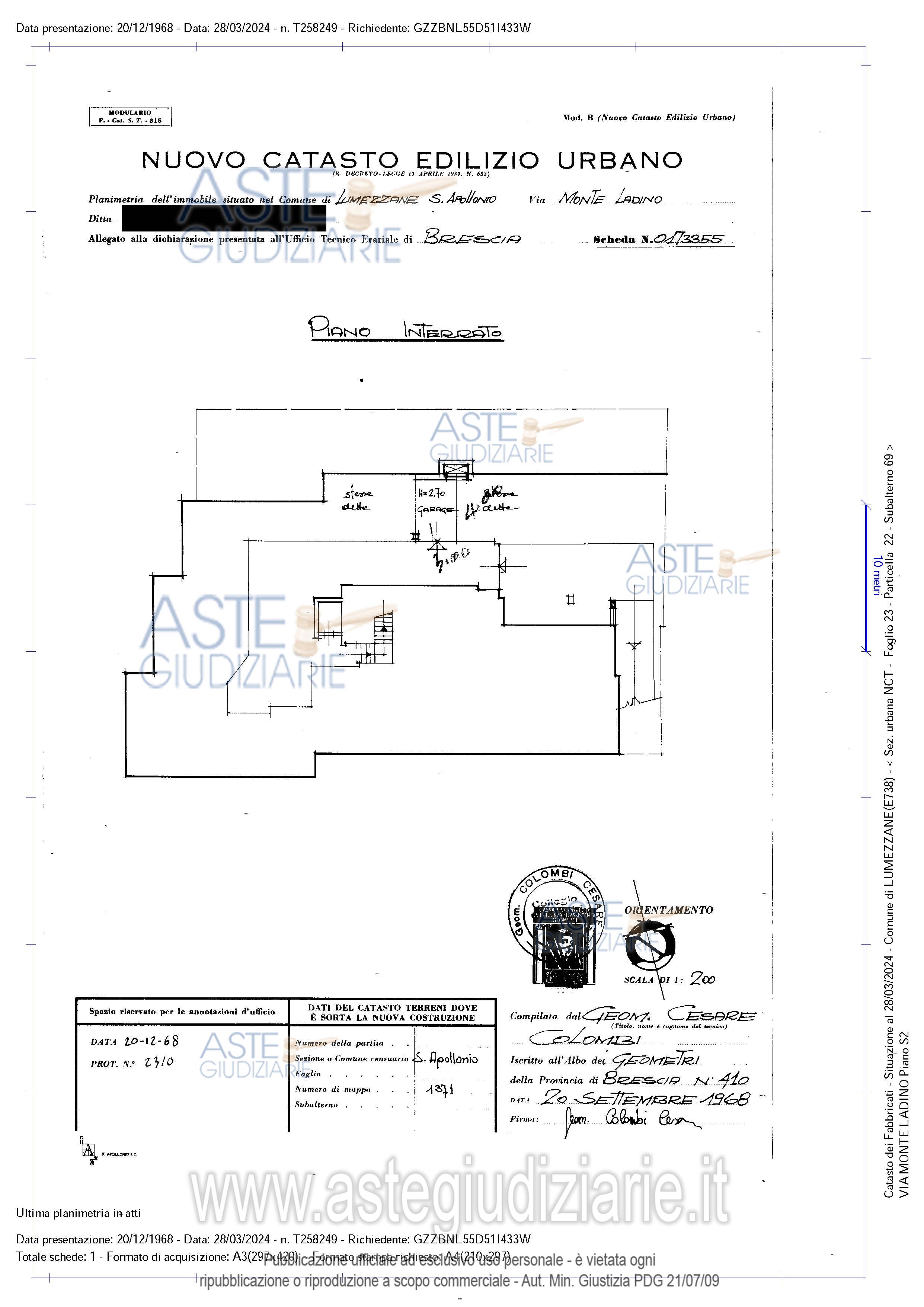 Planimetria del bene