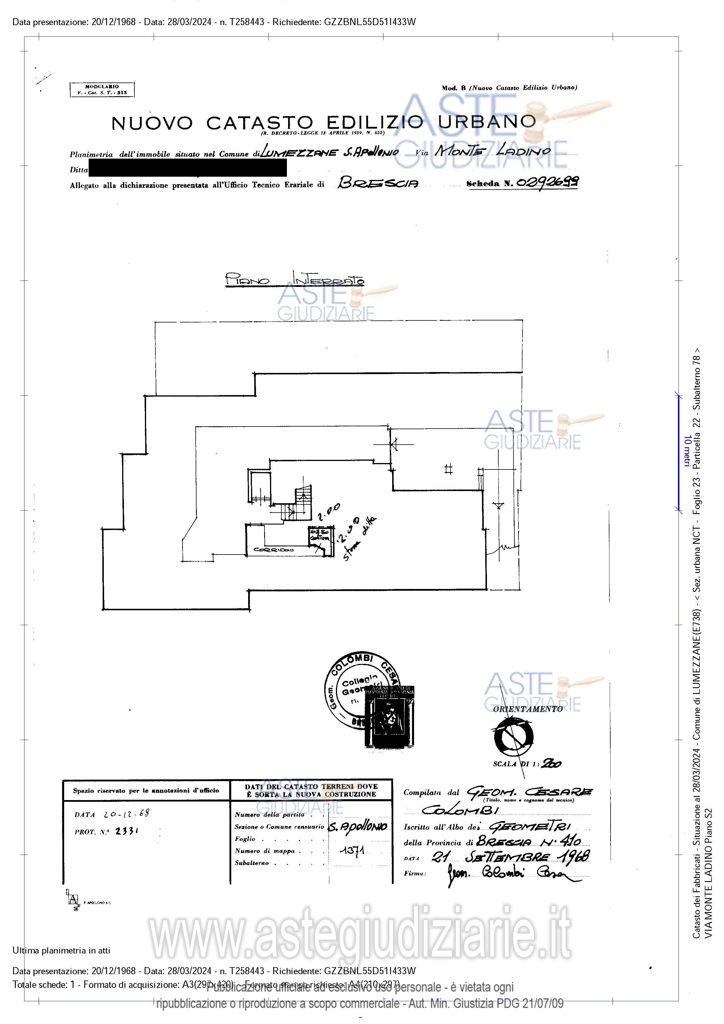 Planimetria del bene