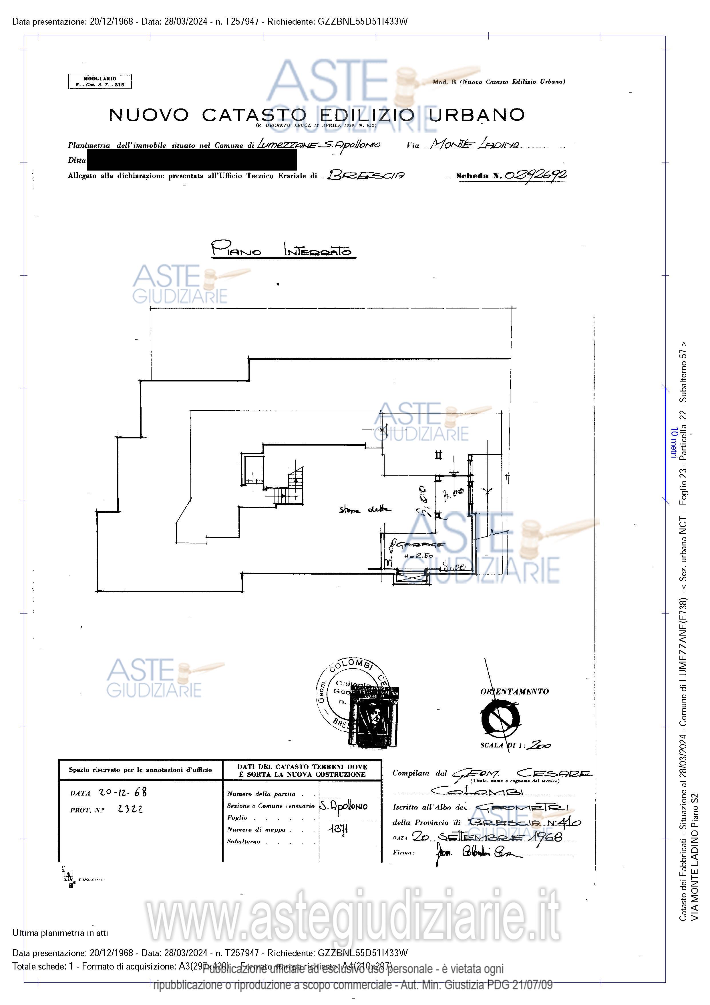 Planimetria del bene