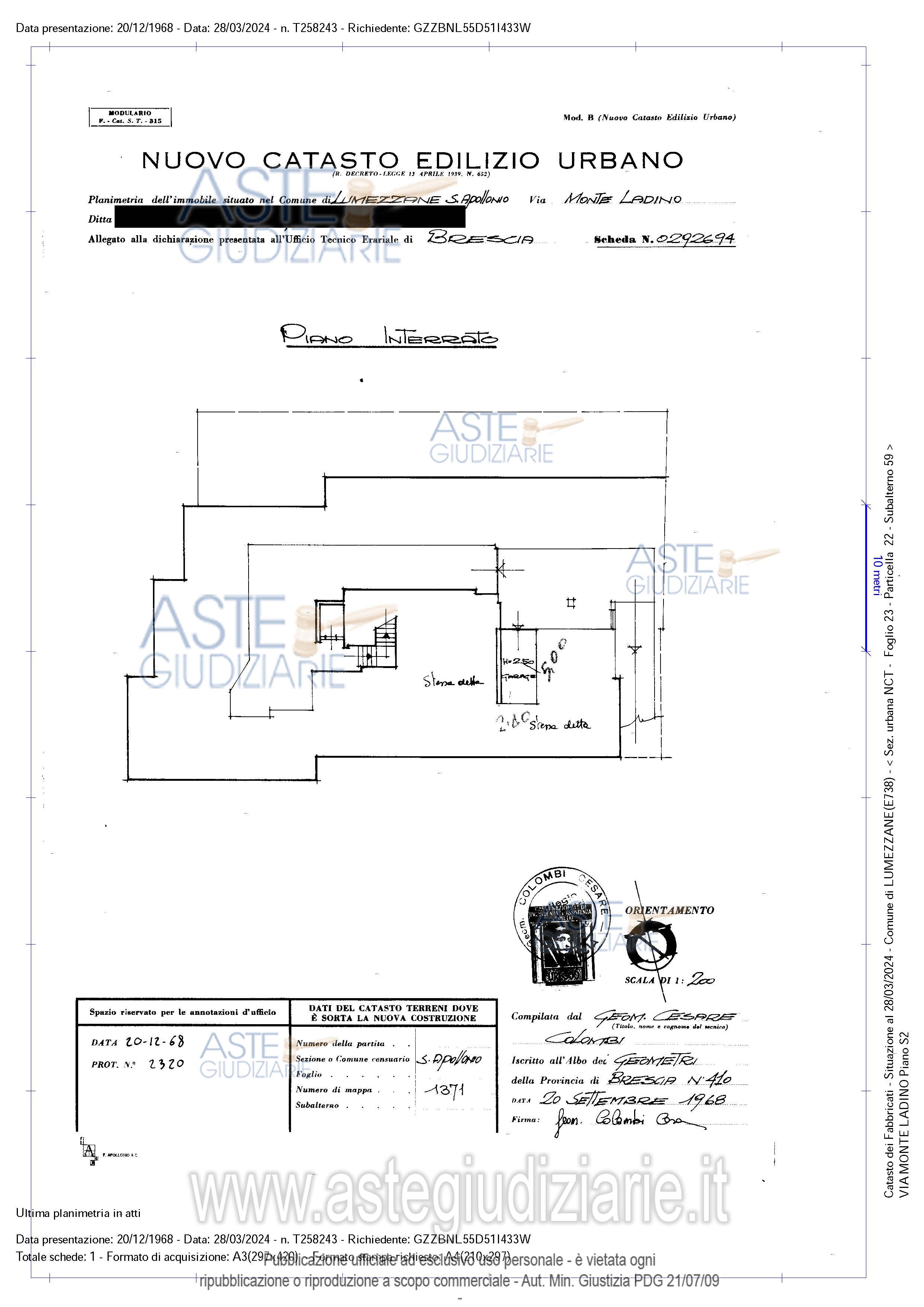 Planimetria del bene