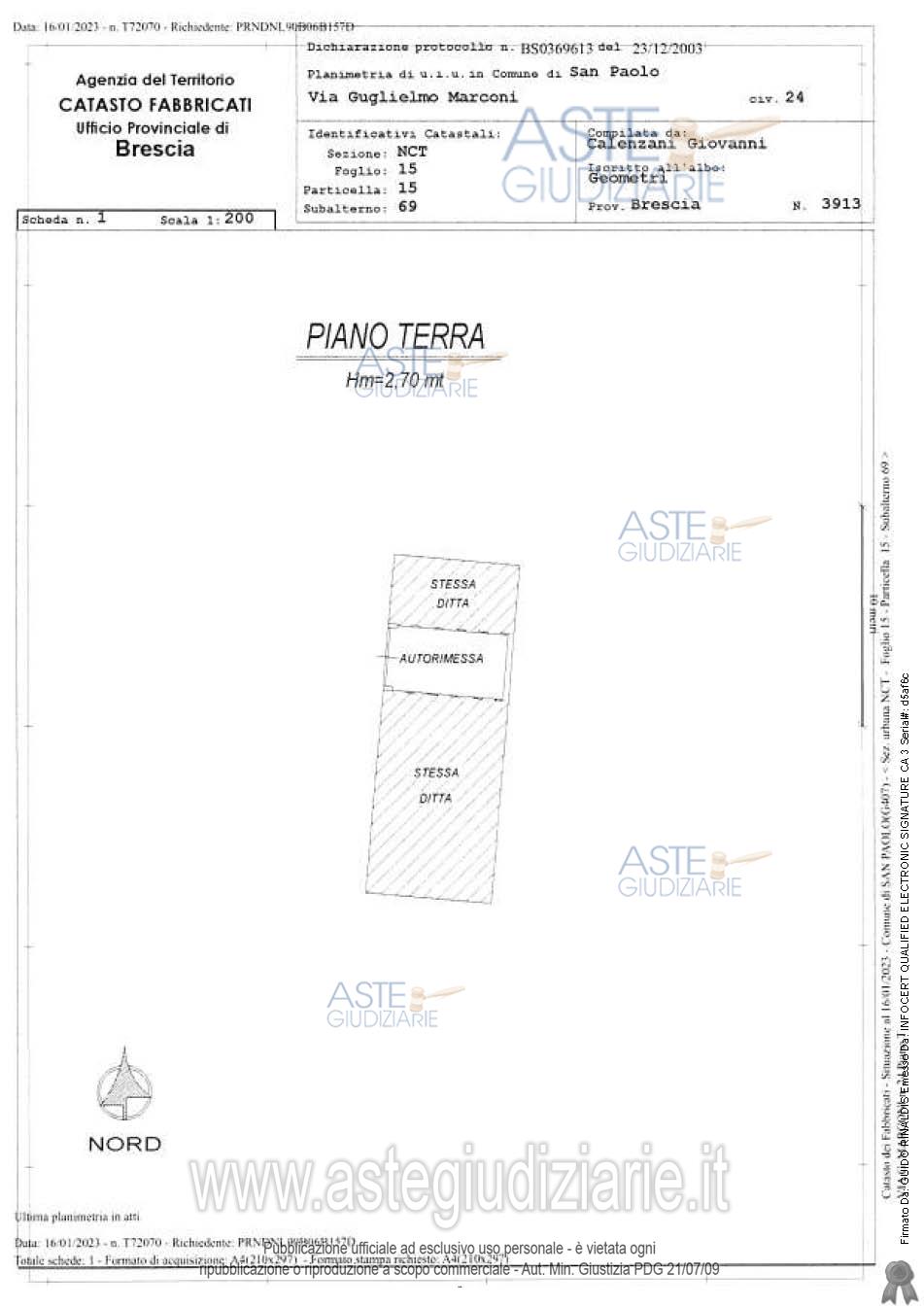 Planimetria del bene