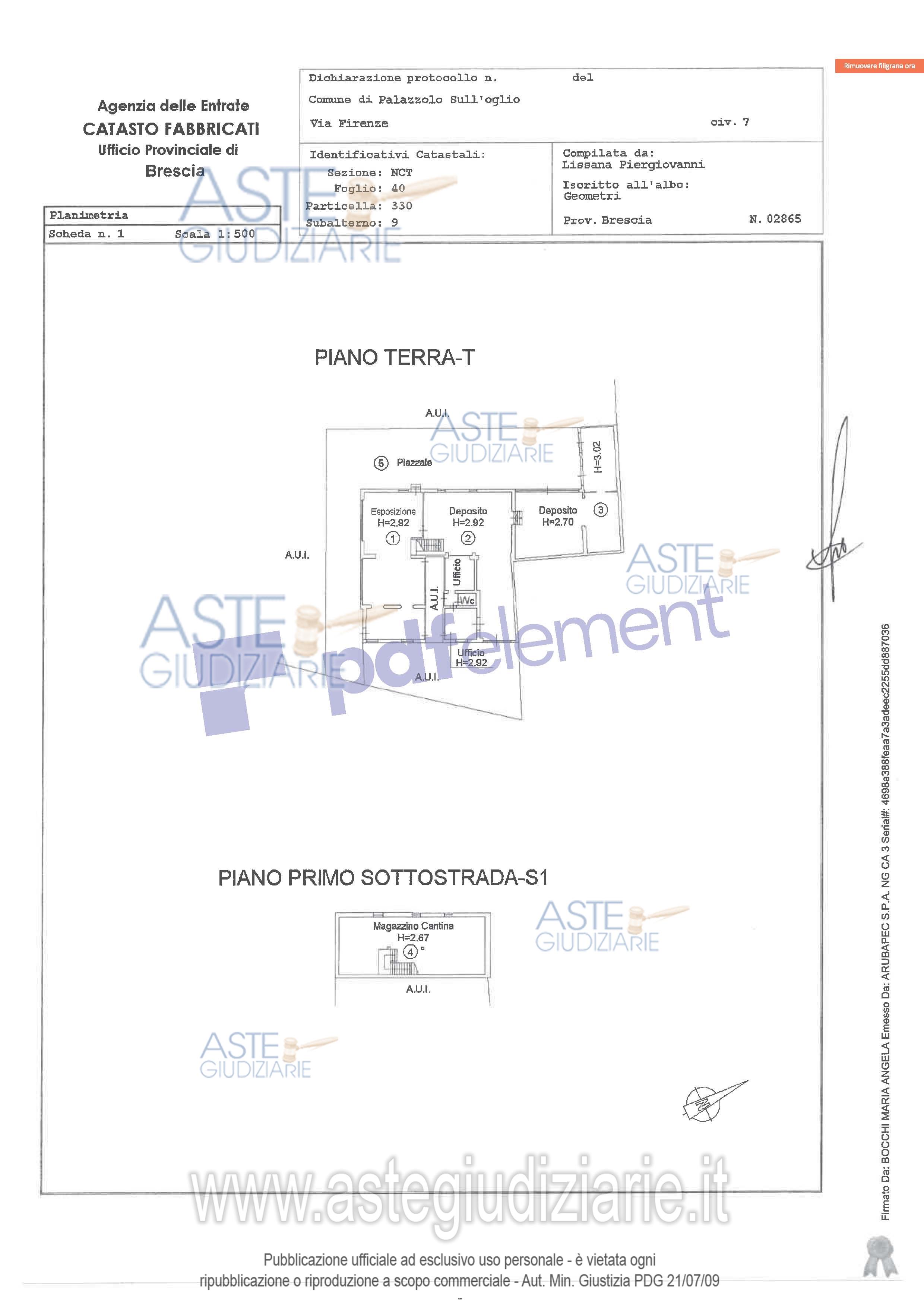 Planimetria del bene