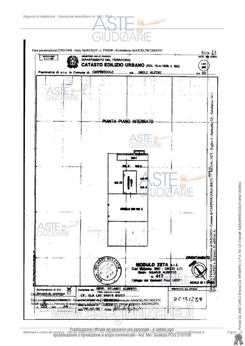 Planimetria del bene