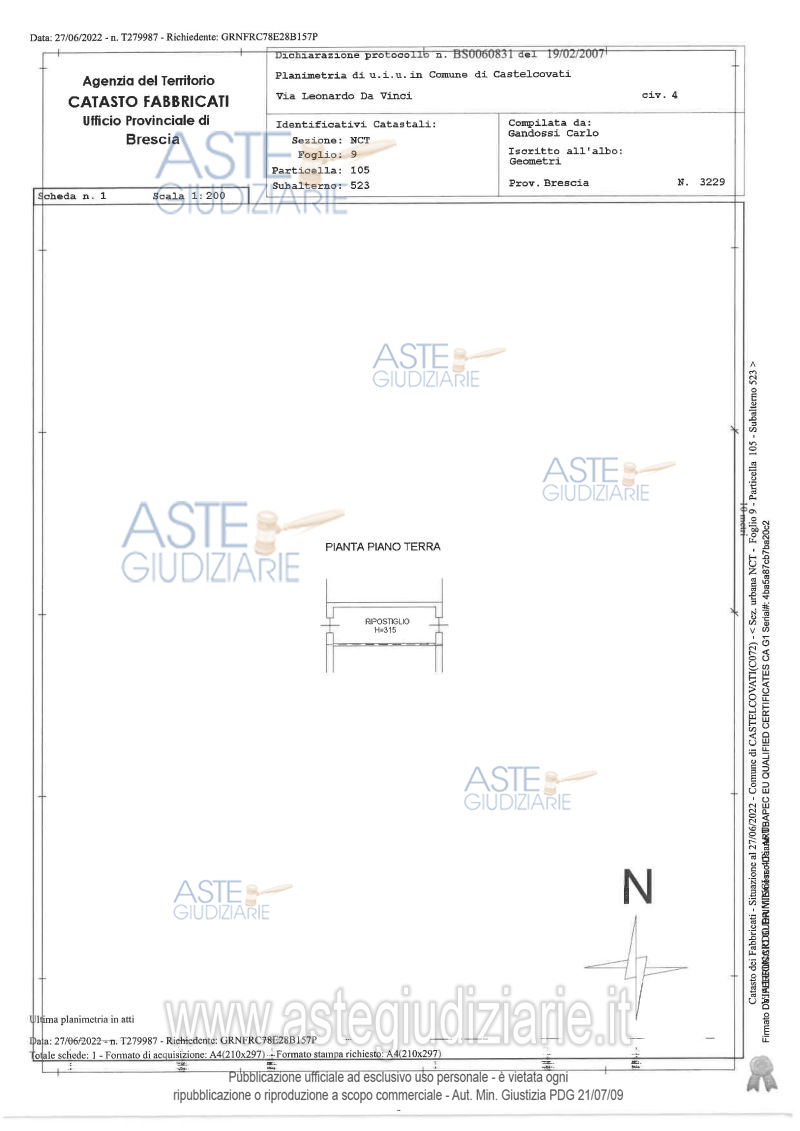 Planimetria del bene