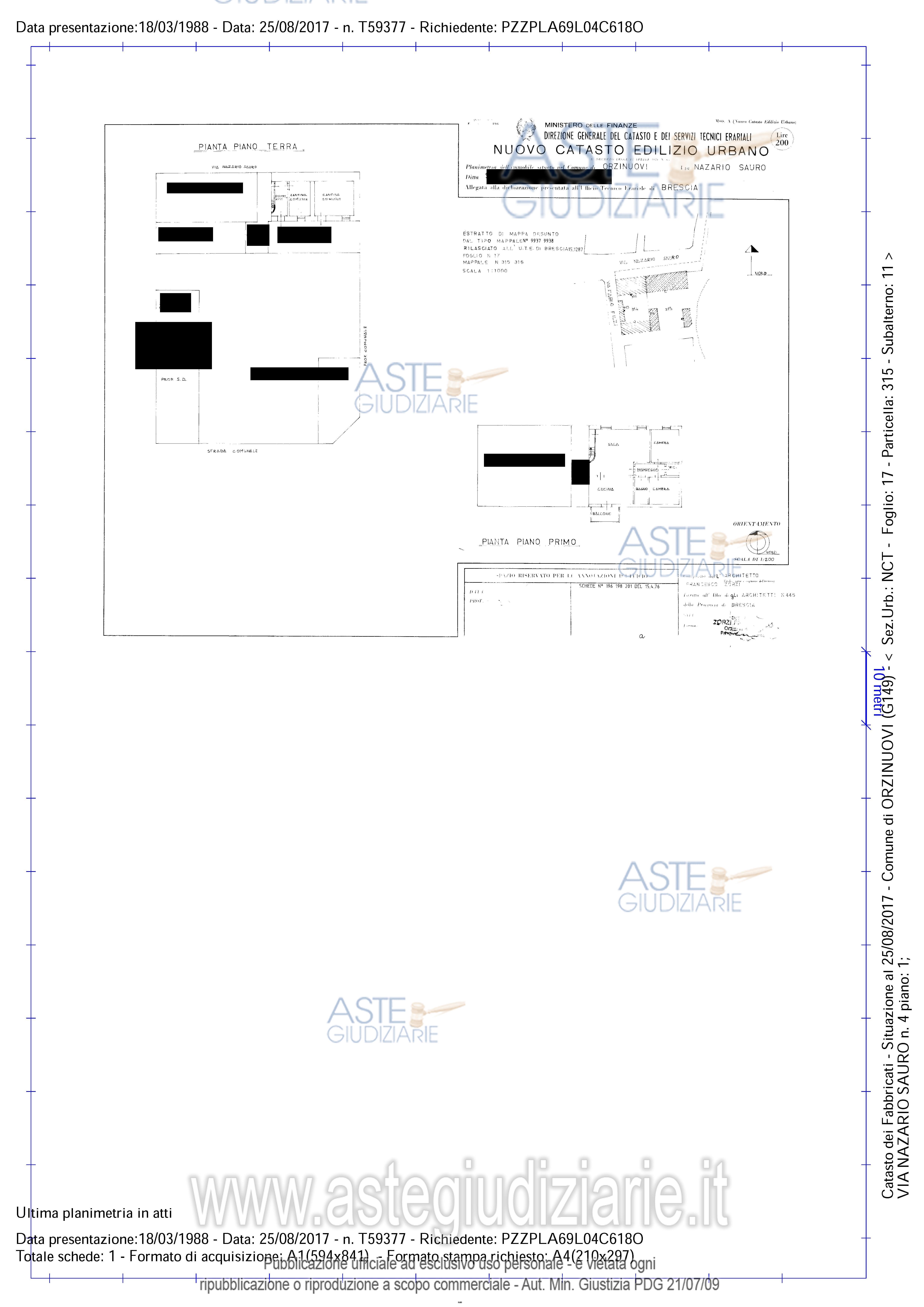 Planimetria del bene