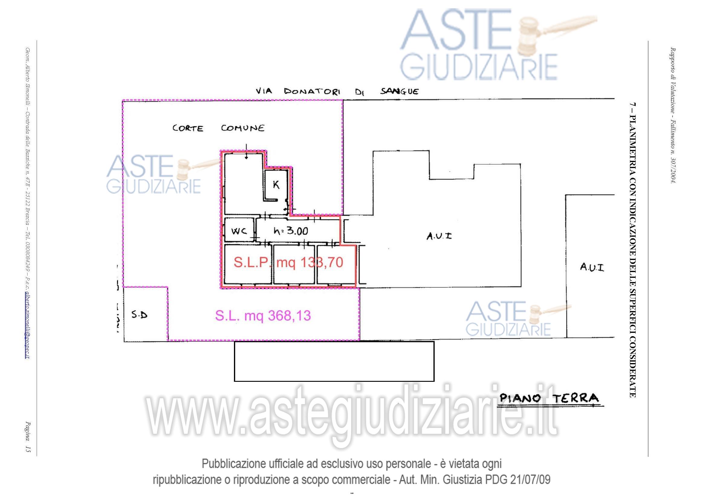 Planimetria del bene