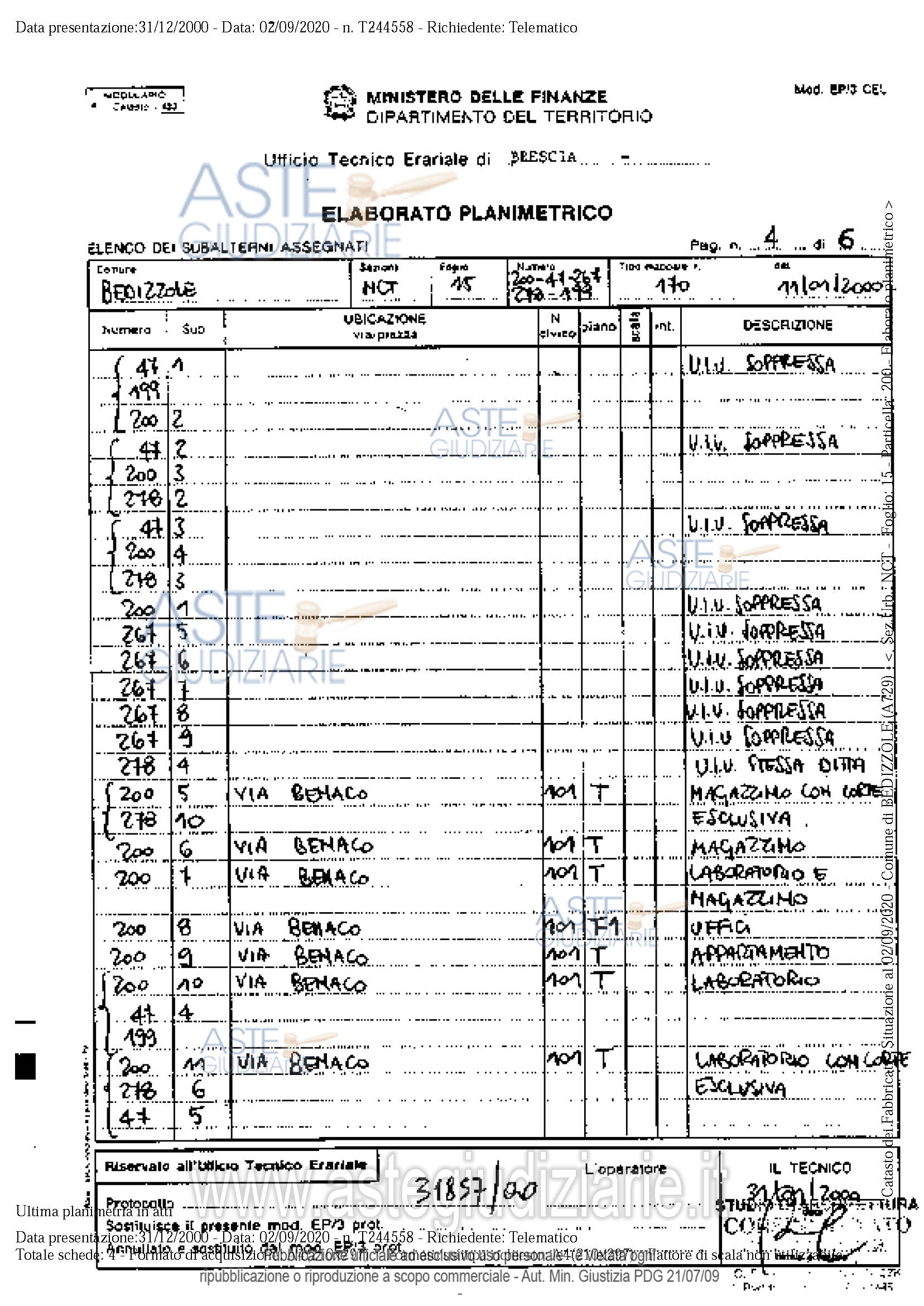 Planimetria del bene