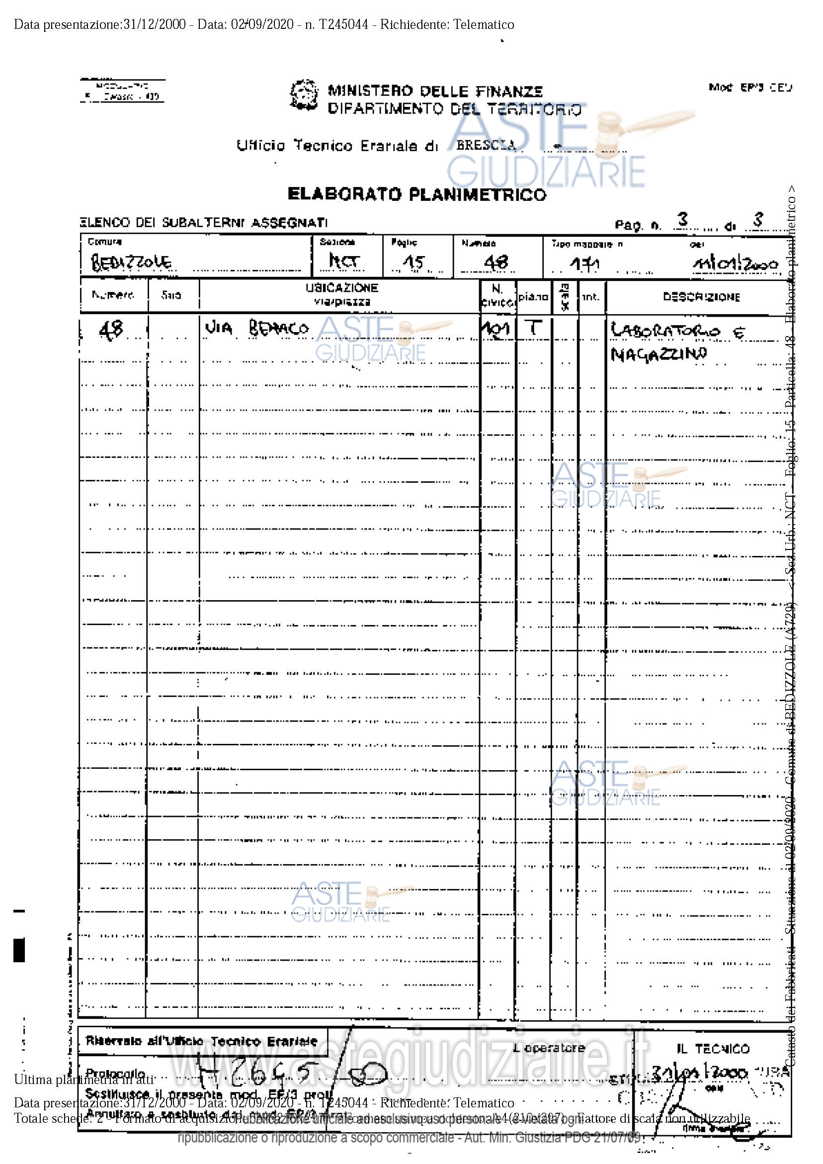 Planimetria del bene