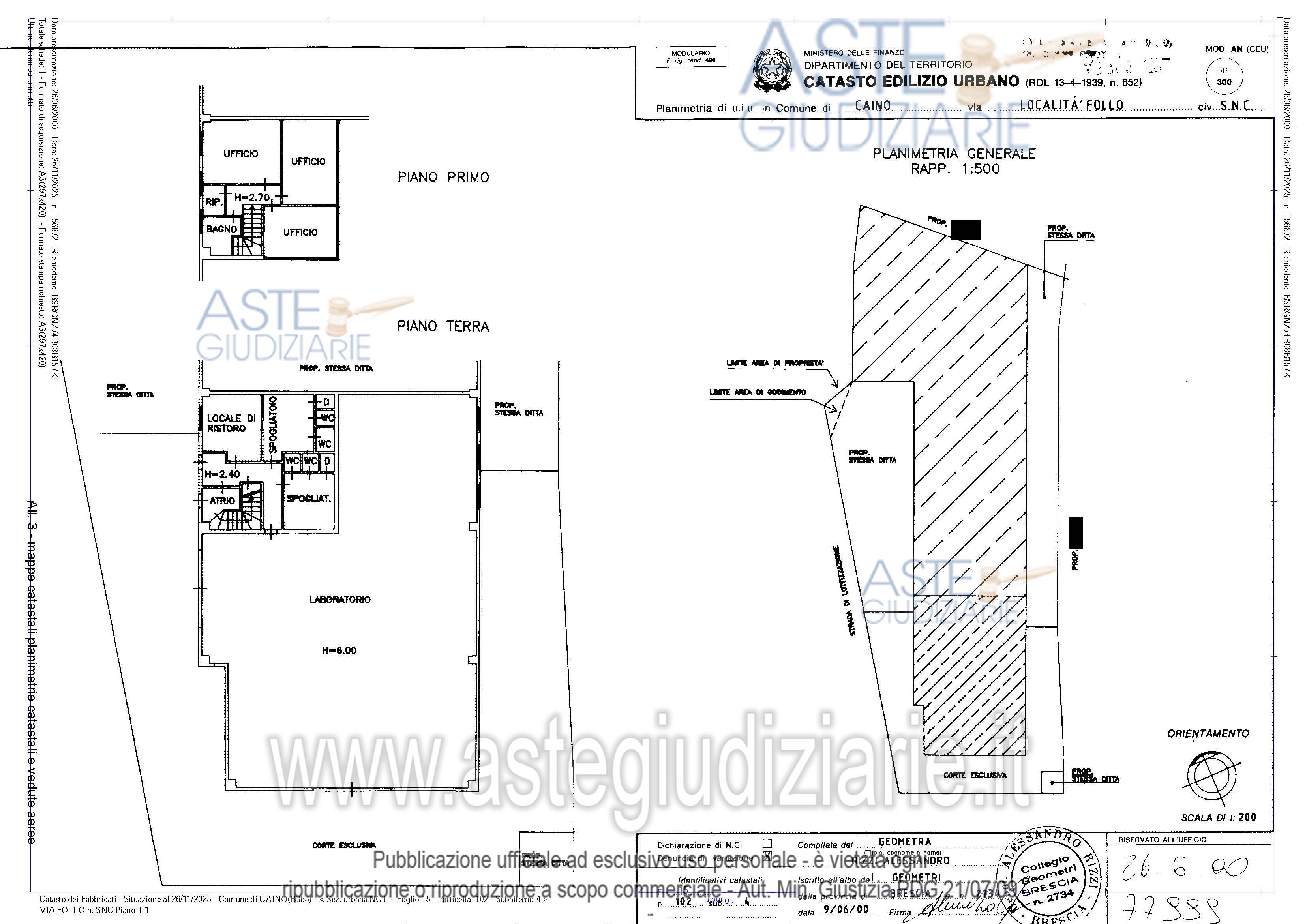 Planimetria del bene