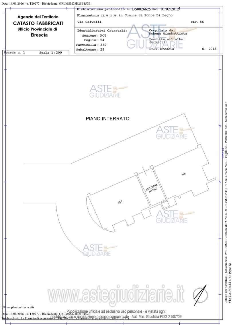 Planimetria del bene