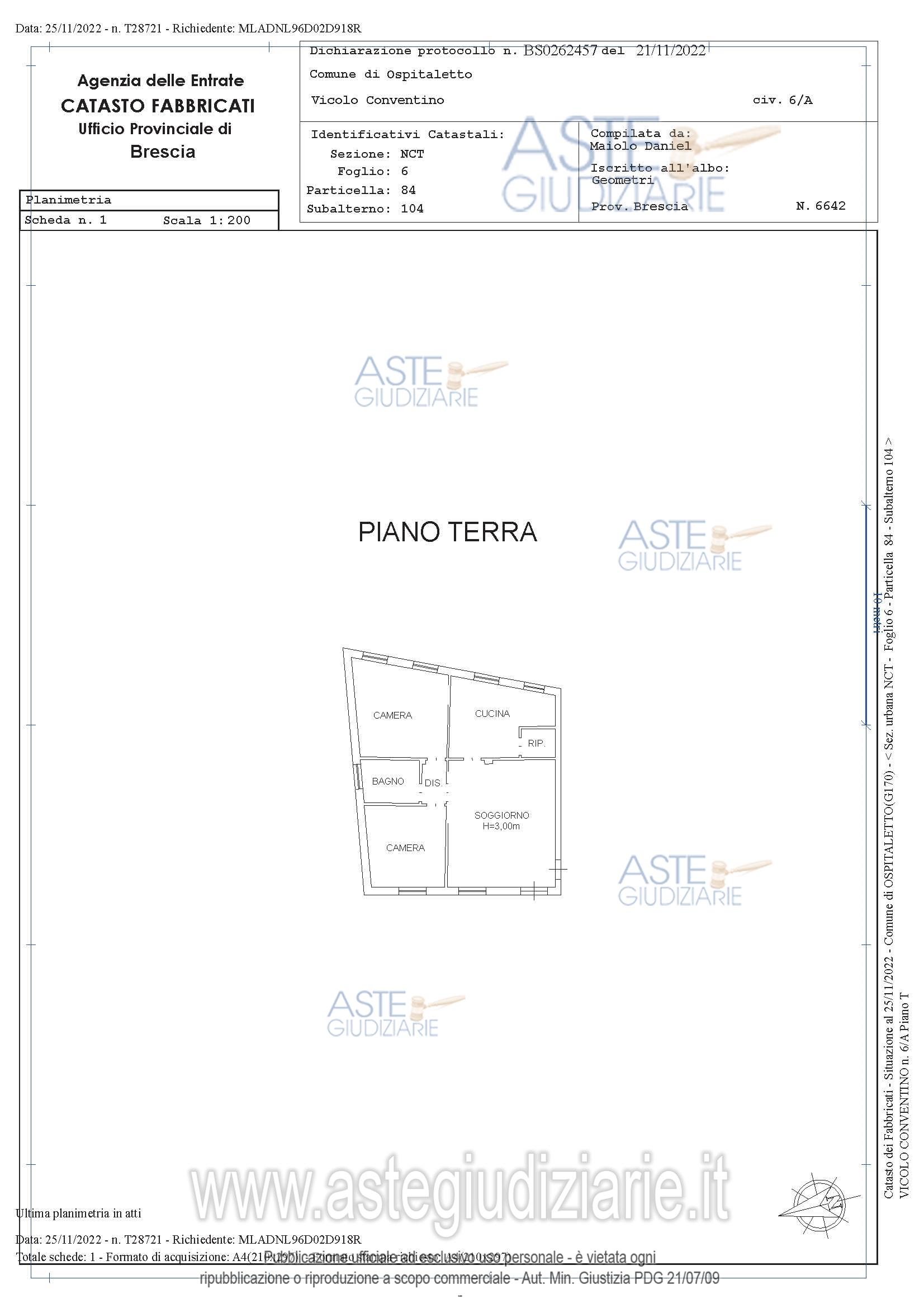 Planimetria del bene