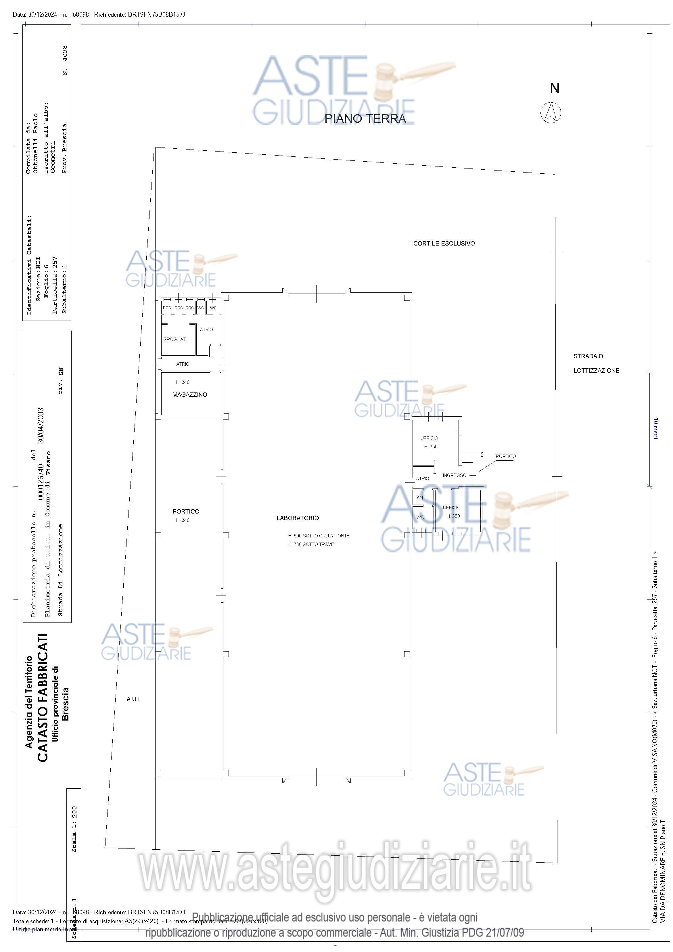 Planimetria del bene